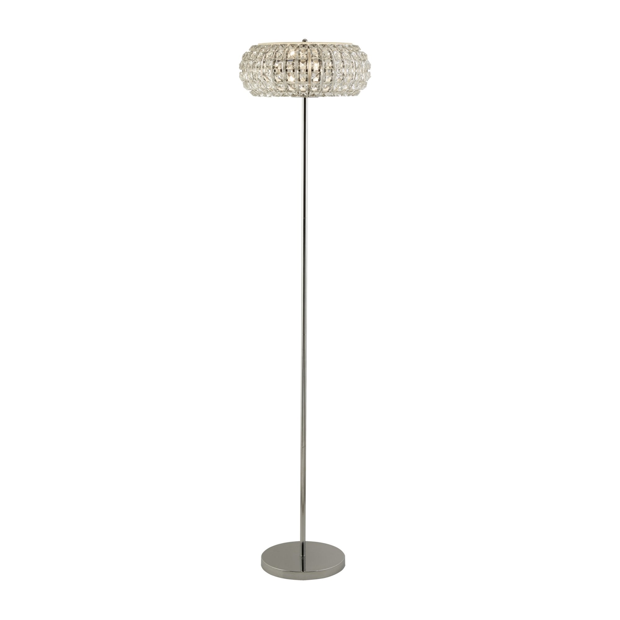 Searchlight Maria 3 Light Floor Lamp - Chrome, Crystal Glass & Sand