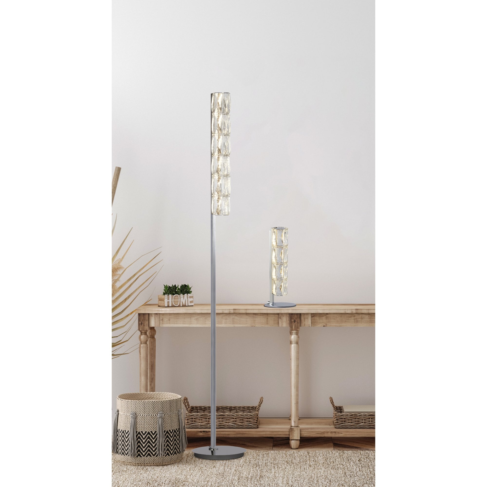 Searchlight Radnor LED Floor Lamp - Chrome & Clear Crystal Trim