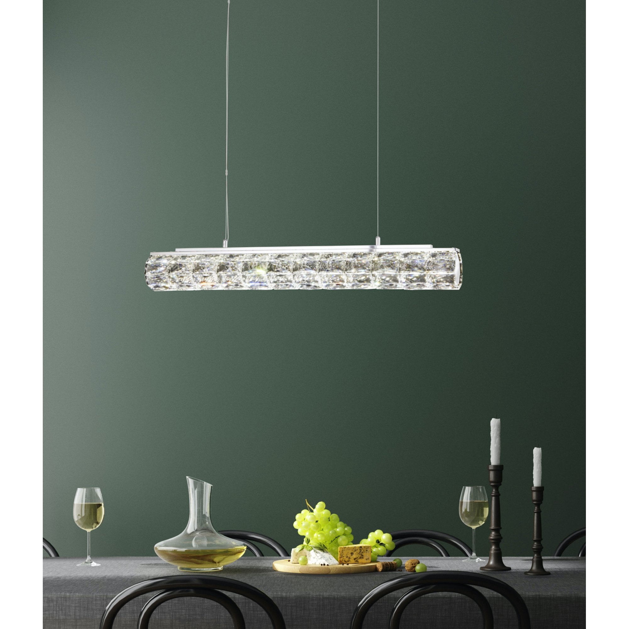 Searchlight Radnor LED Pendant - Chrome & Clear Crystal Trim