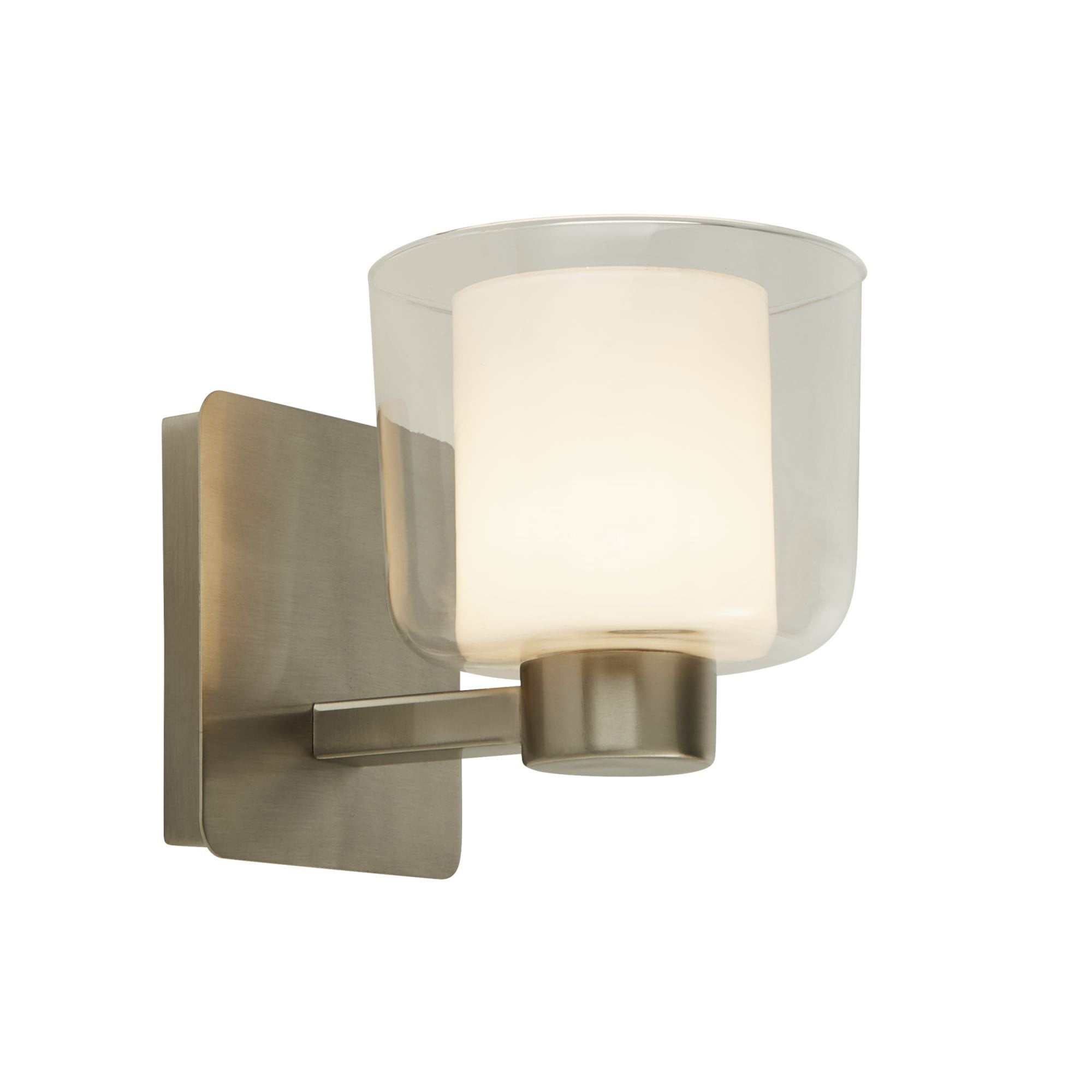 Searchlight Bluebell Wall Light - Satin Nickel & Glass - IP44
