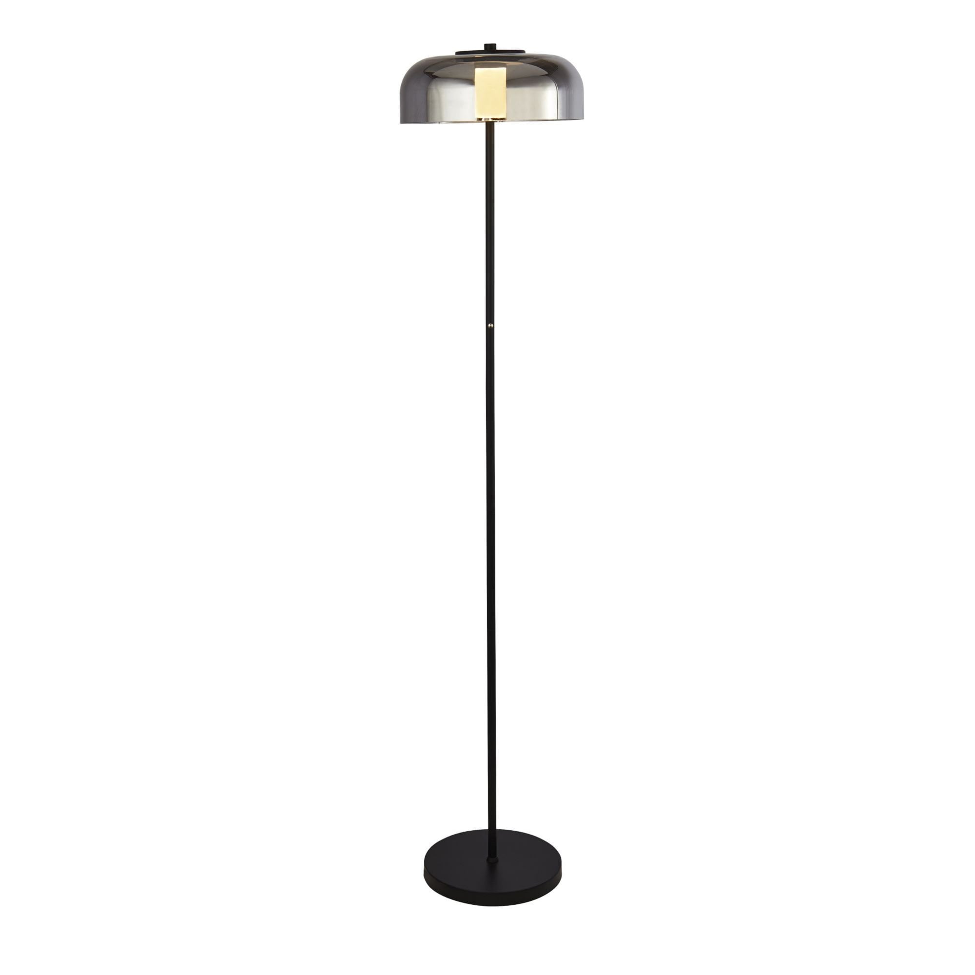 Searchlight Fir LED Floor Lamp - Matt Black & Smoked Glass