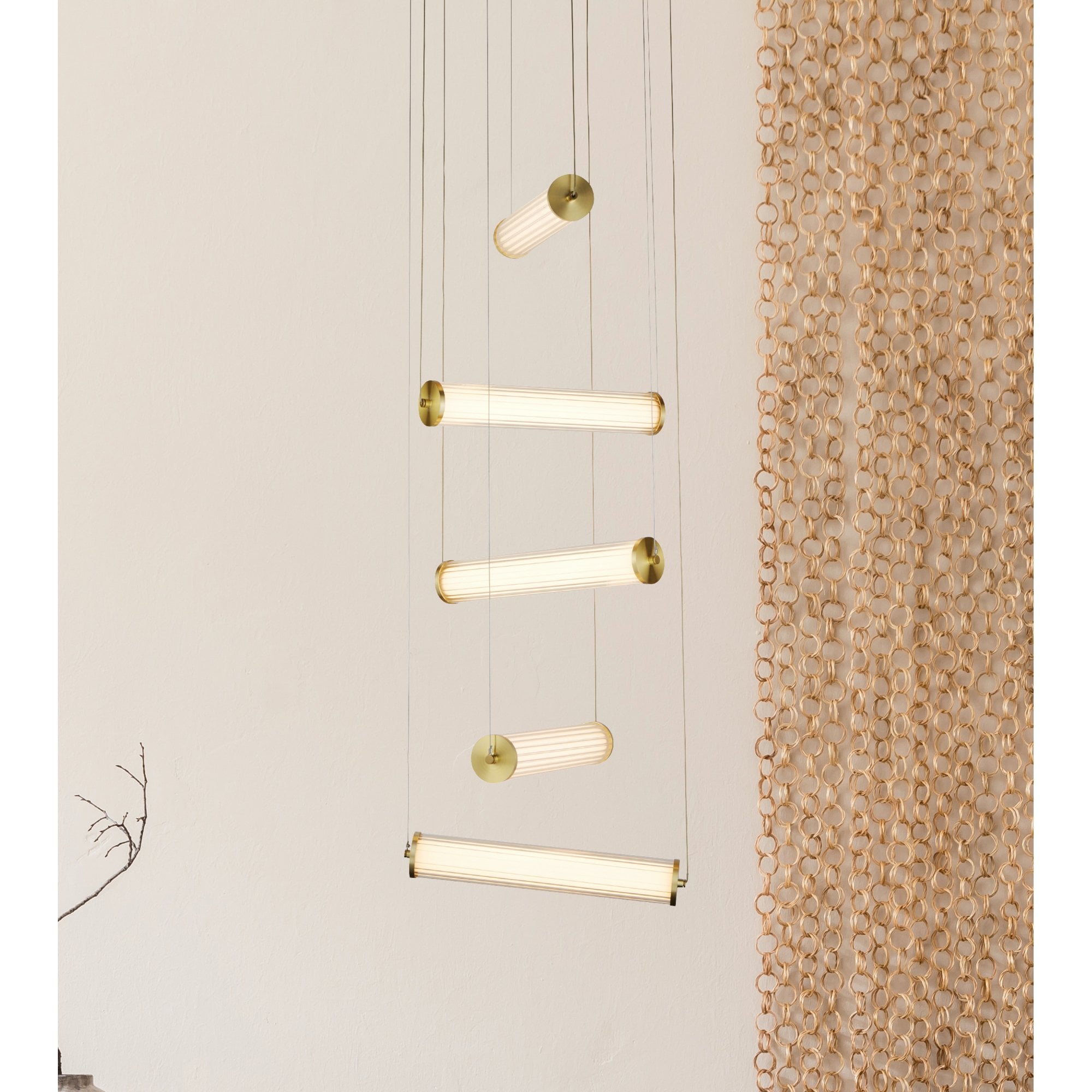 Searchlight Carisbrooke 5 Light LED Multi-drop Pendant - Gold