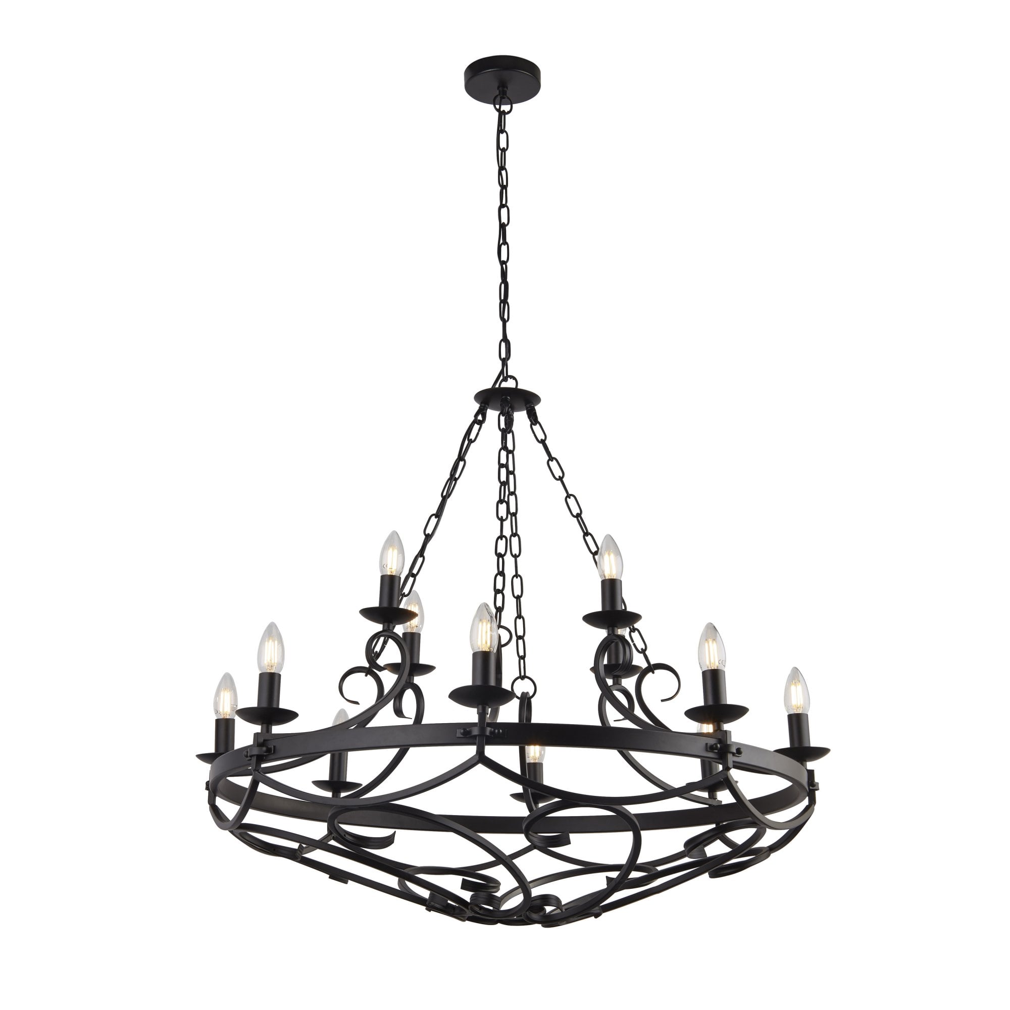 Searchlight Cadogan III 12 Light Pendant - Black Wrought Iron