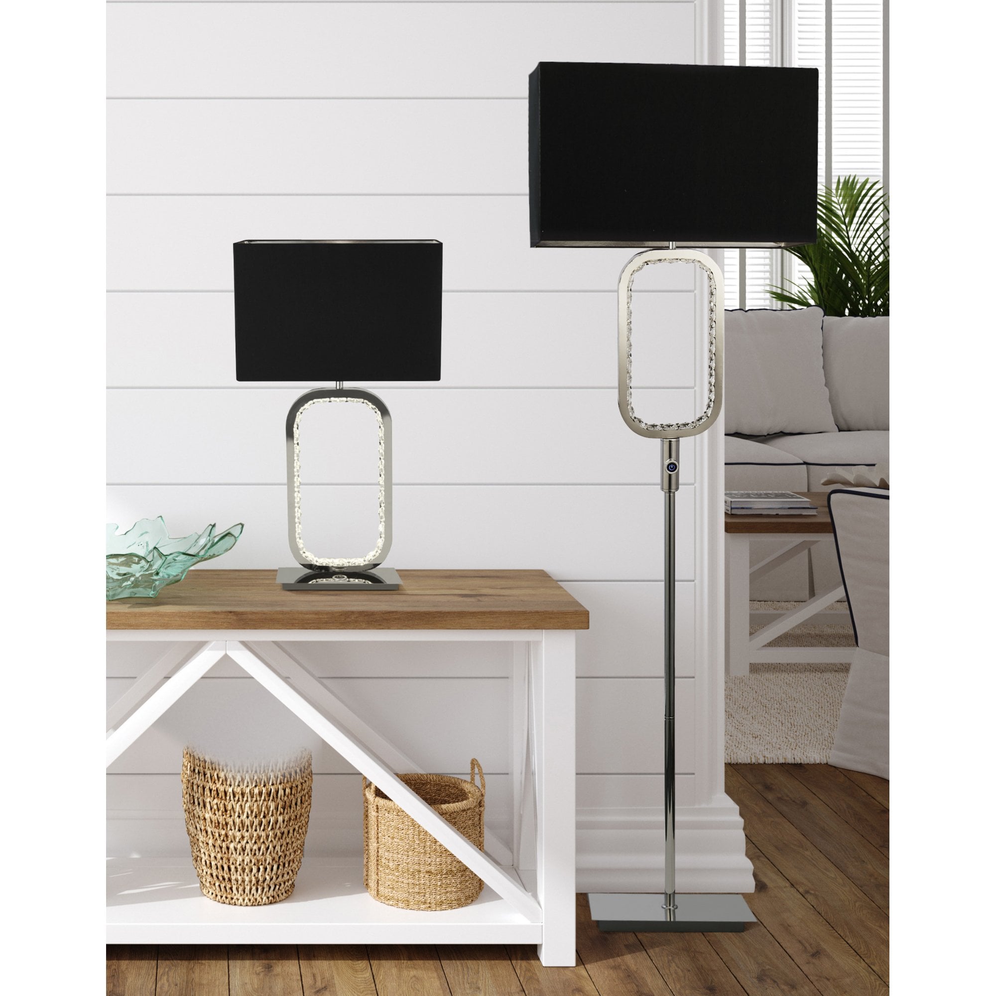 Searchlight Brunswick Table Lamp LED Base - Chrome & Crystal Glass