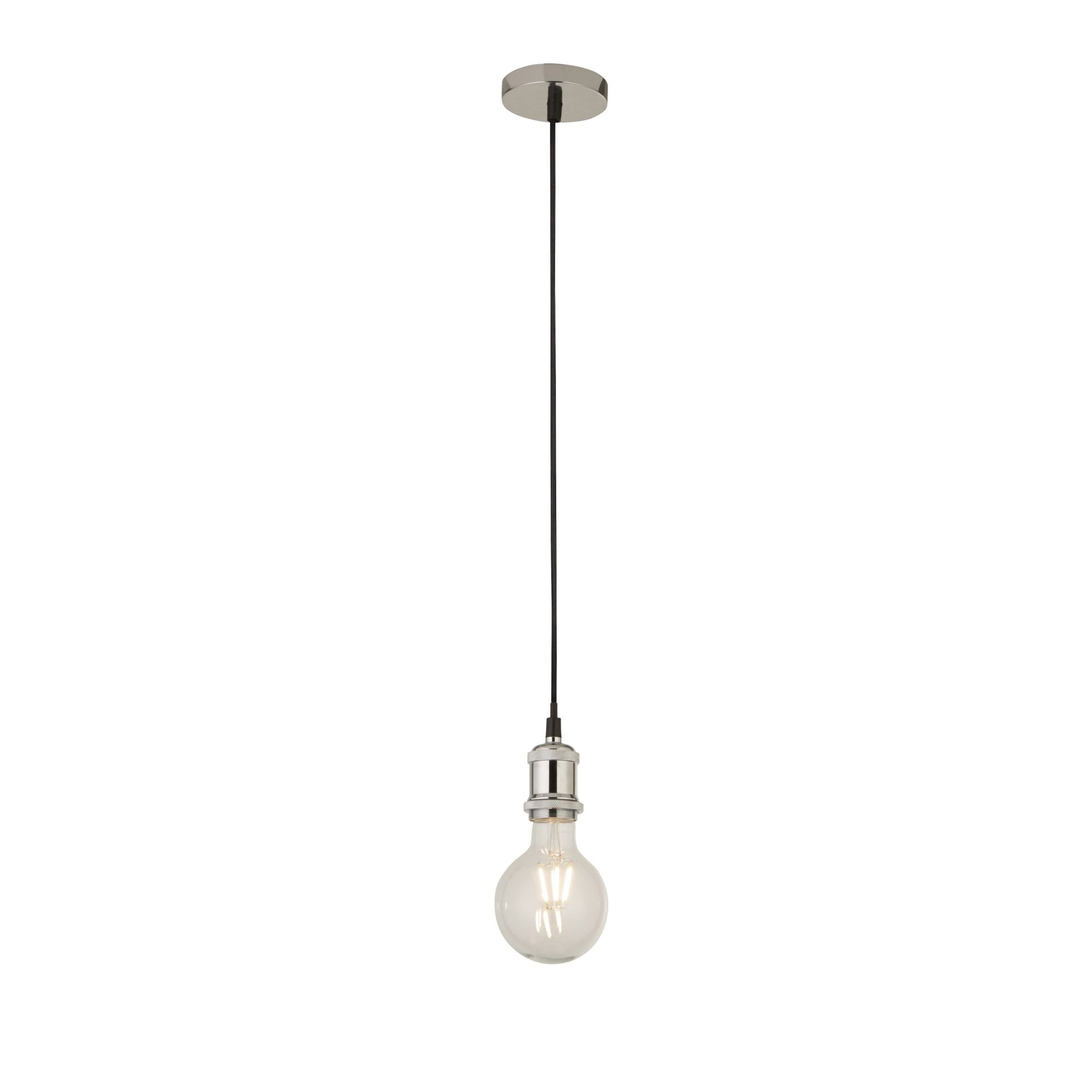 Searchlight Talbot 1 Light Textile Cable Suspension - Chrome & Black