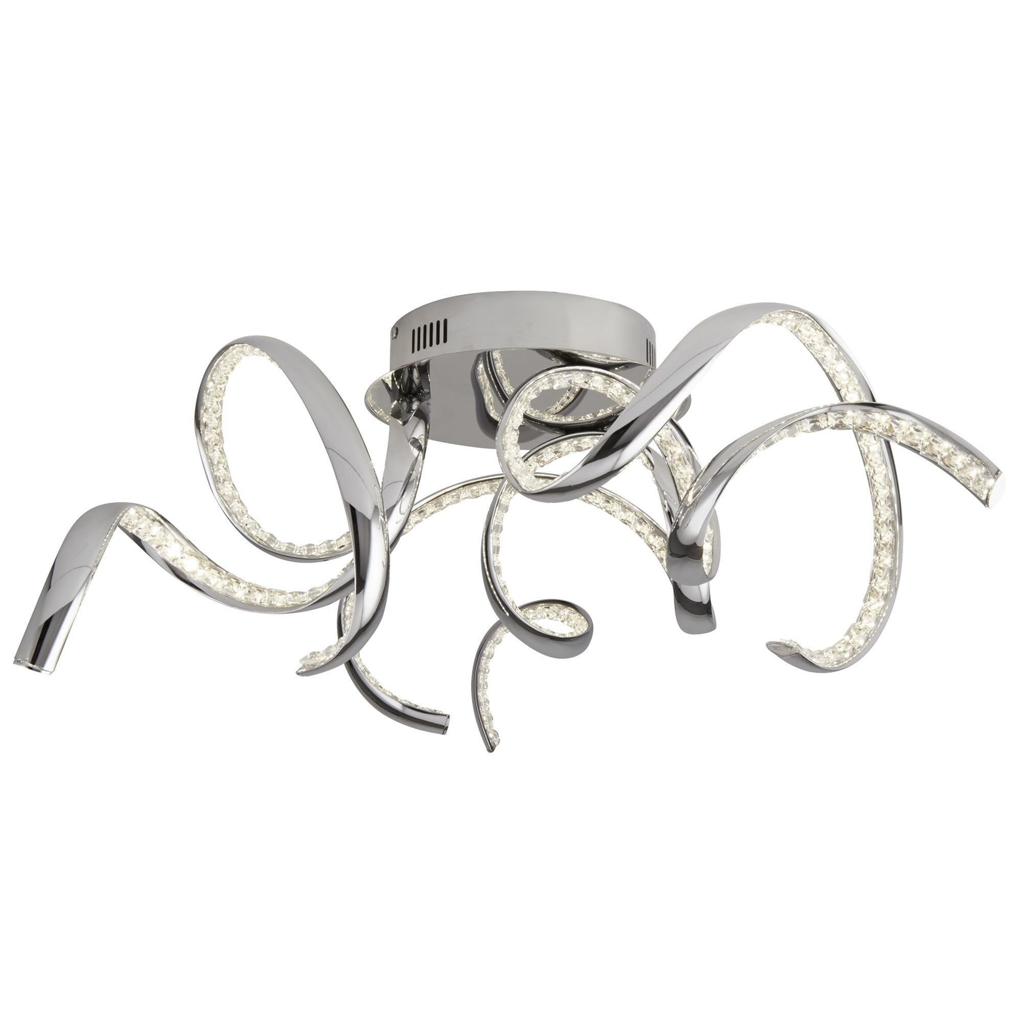 Searchlight Tennyson LED Flush Ceiling Light - Chrome & Clear Crystal