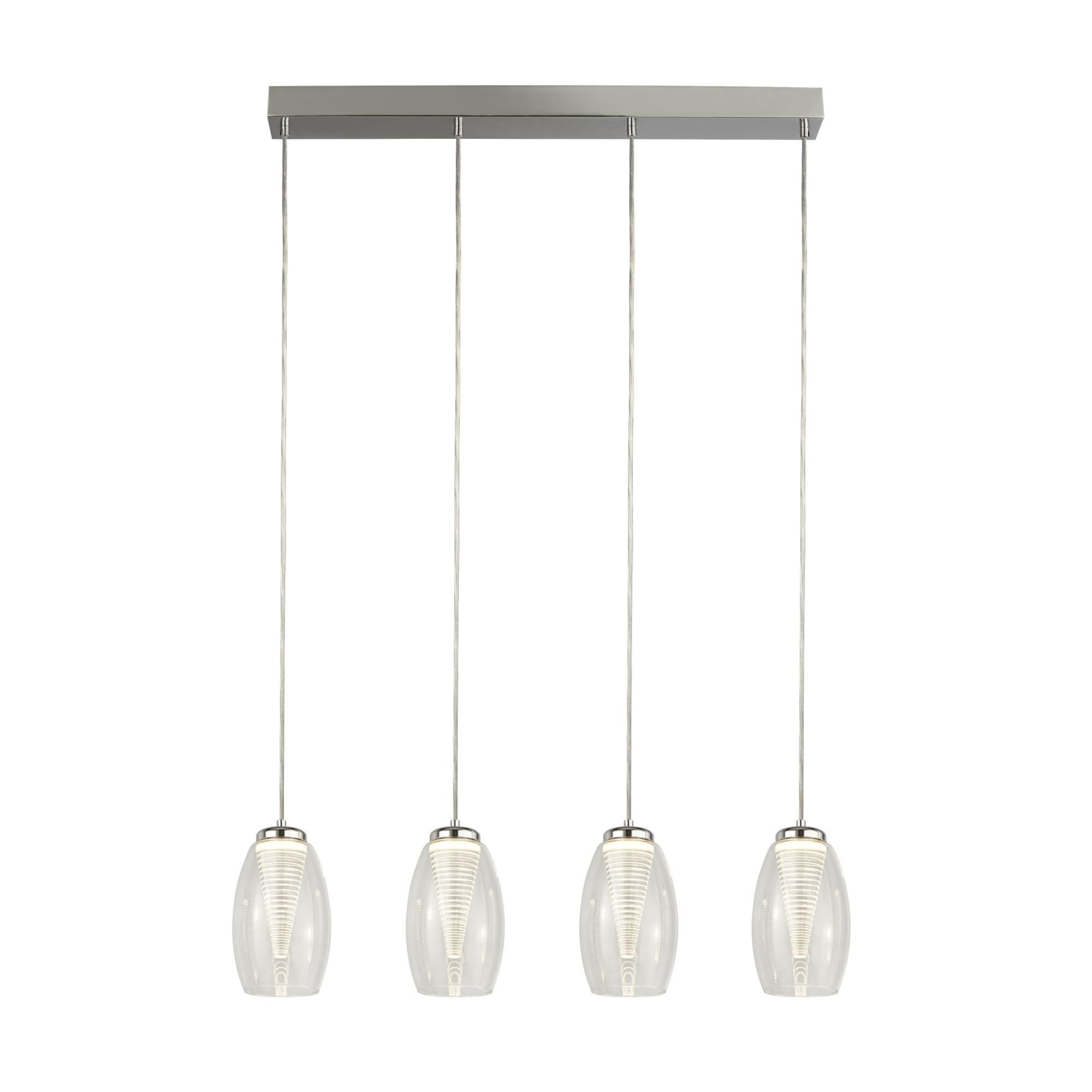 Searchlight Chapman 4 Light Bar Ceiling Pendant - Chrome & Clear Glass