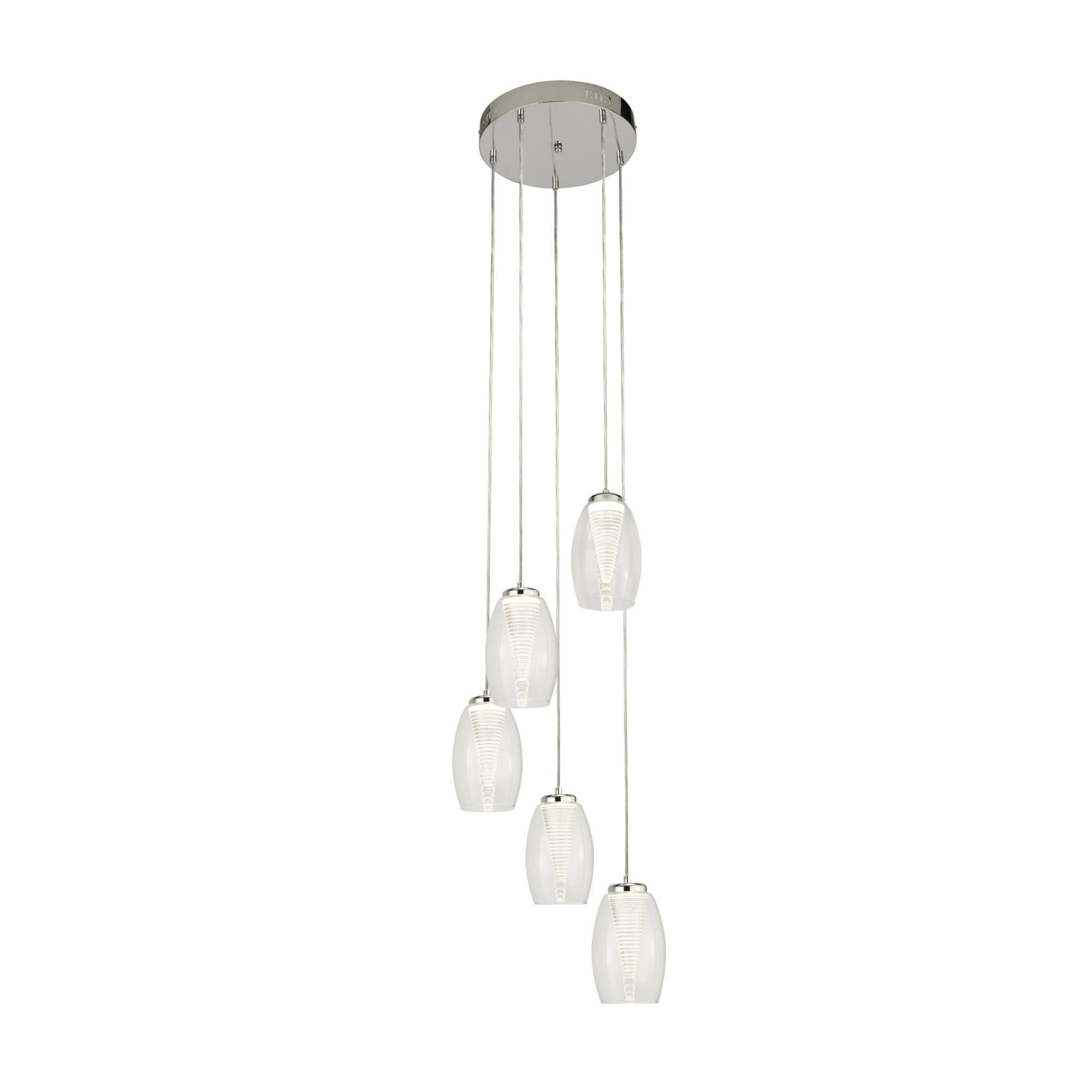 Searchlight Chapman 5 Light Ceiling Pendant - Chrome & Clear Glass
