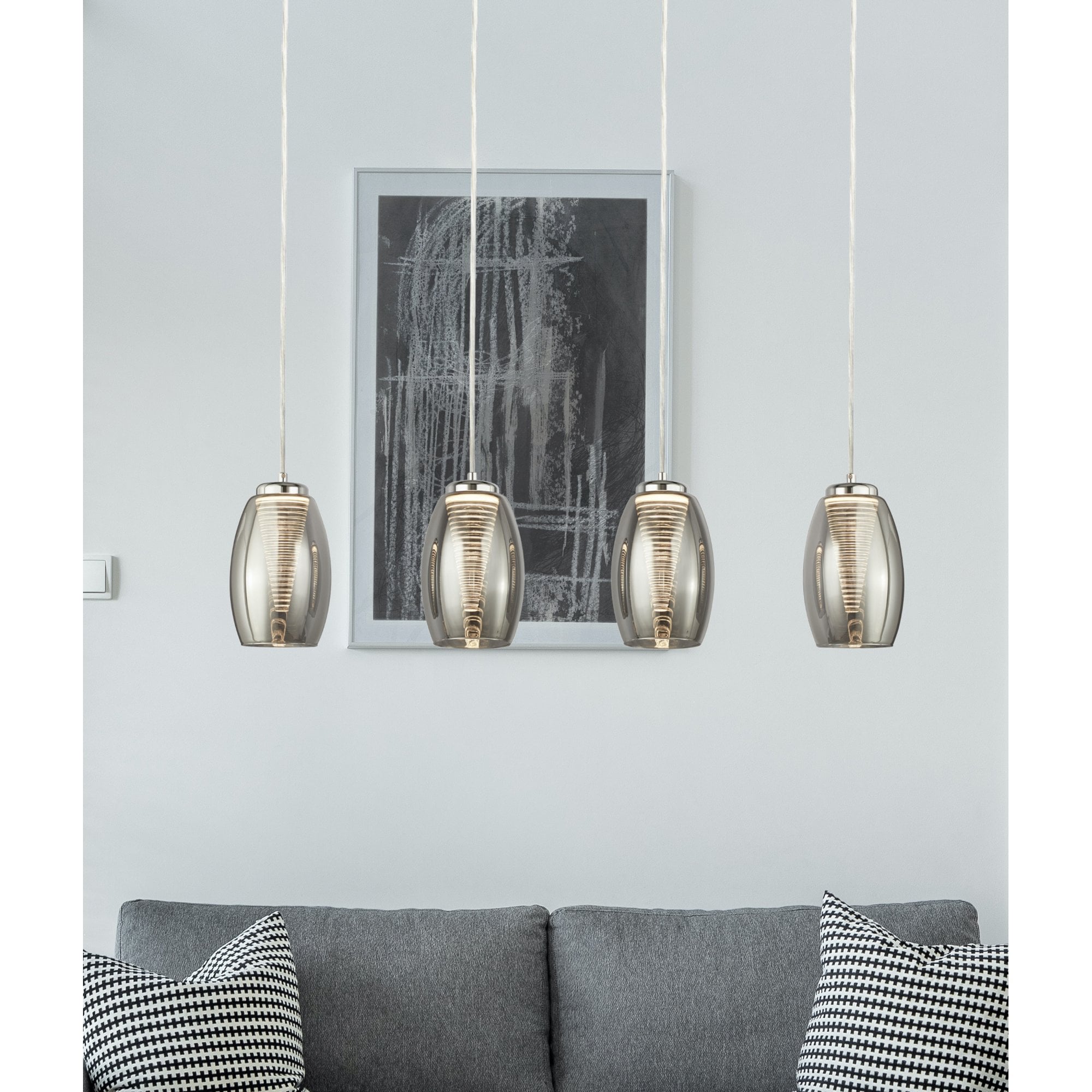 Searchlight Chapman 4 Light Bar Ceiling Pendant - Chrome & Smoked Glass