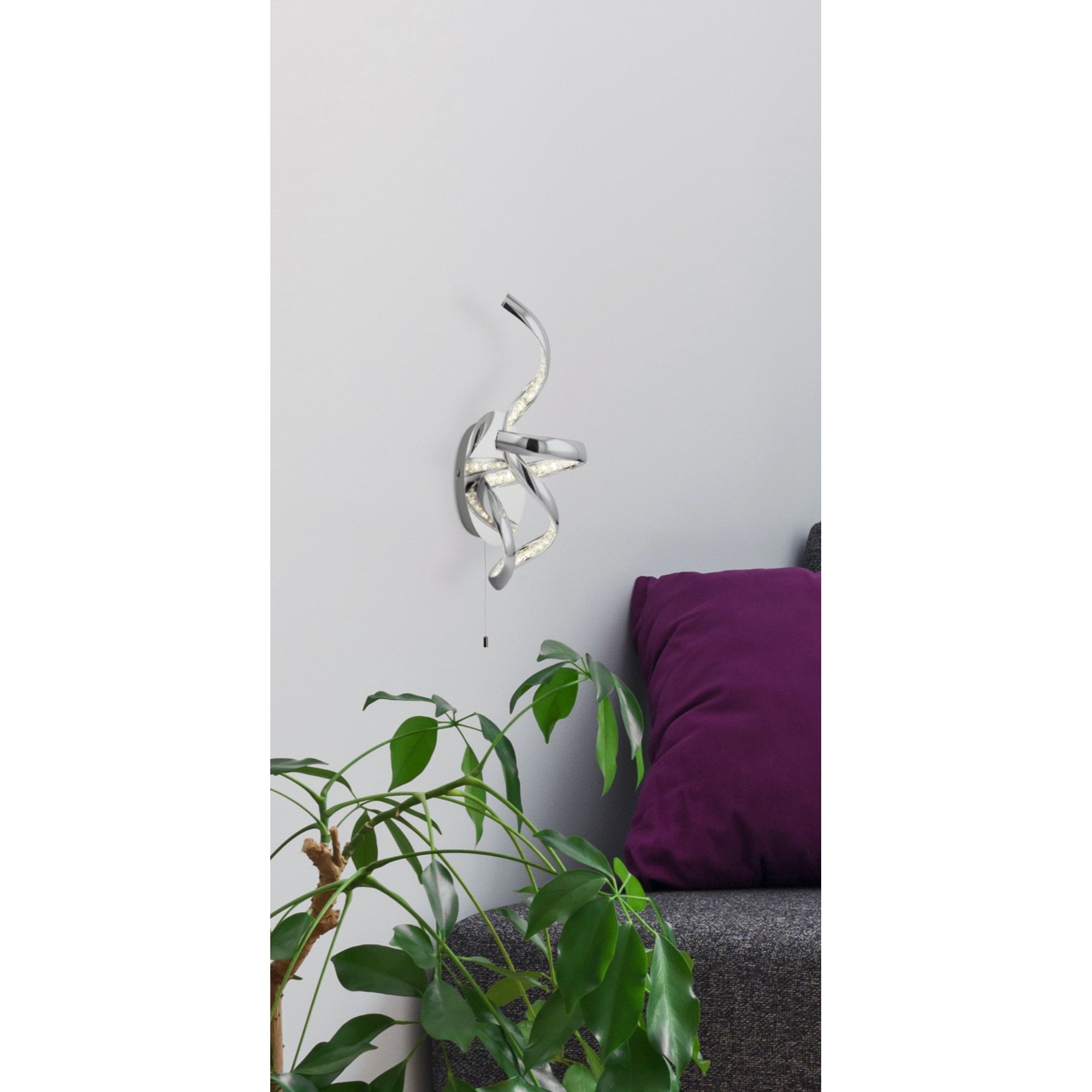 Searchlight Tennyson LED Wall Light - Chrome & Clear Crystal