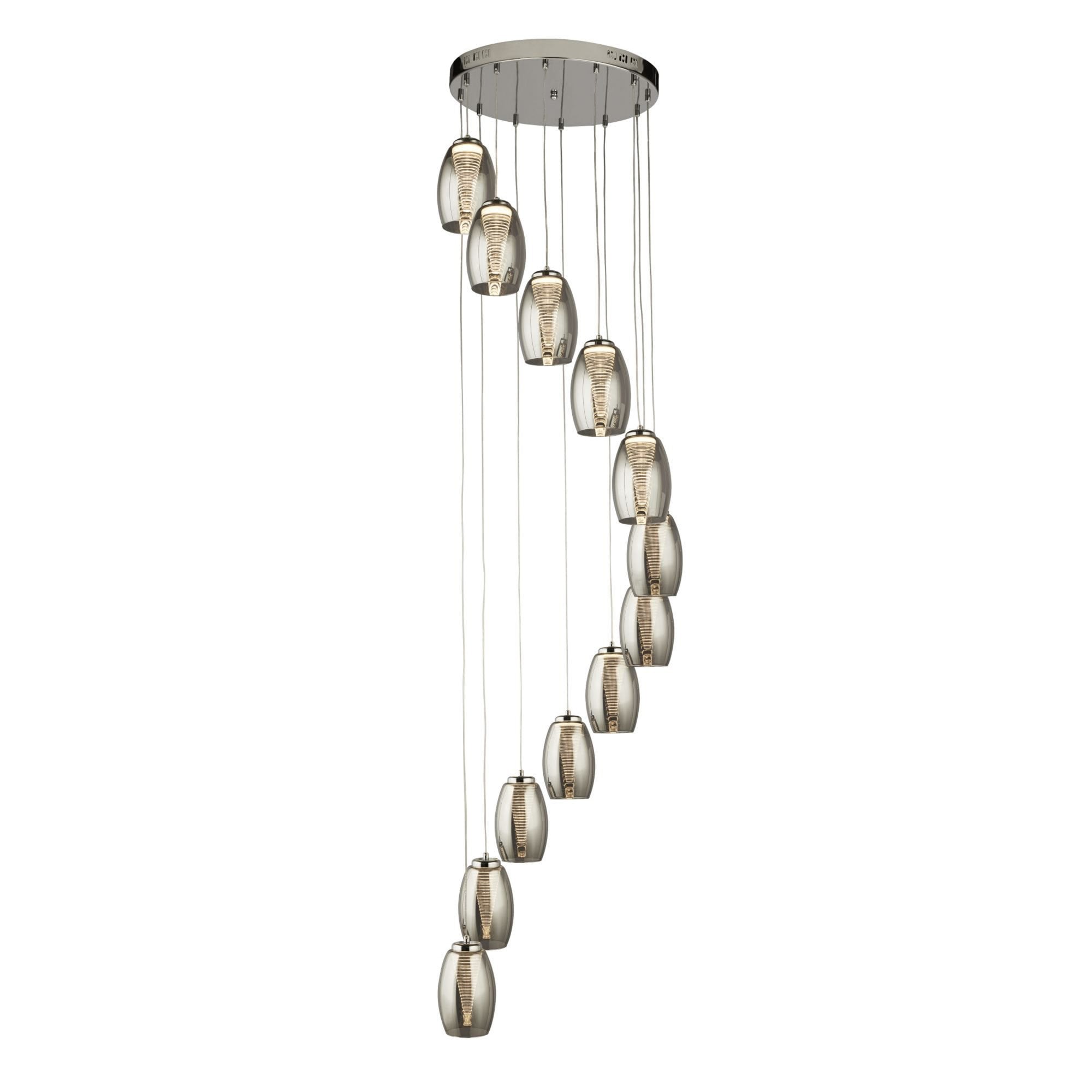 Searchlight Chapman 12 Light Ceiling Pendant - Chrome & Smoked Glass