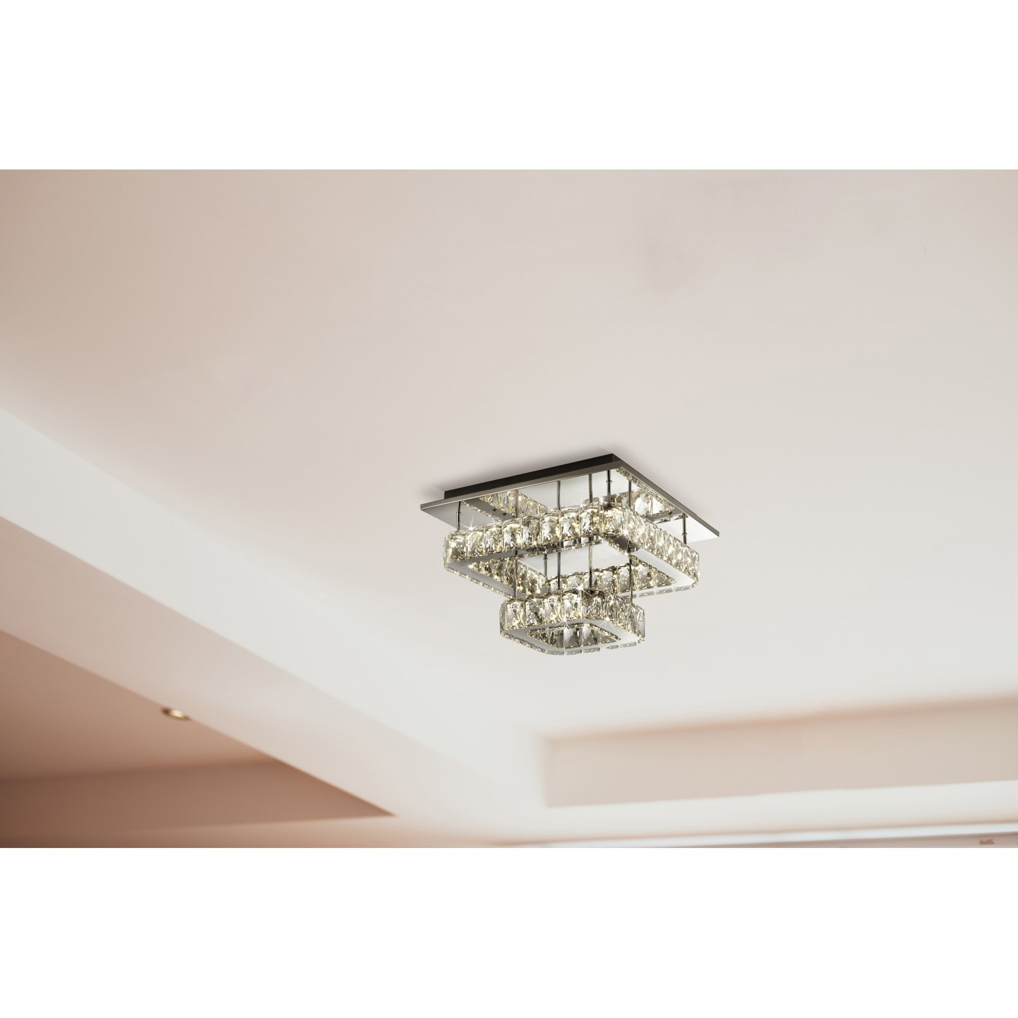 Searchlight Canarvan 2 Tier LED Ceiling Flush - Polished Chrome & Crystal