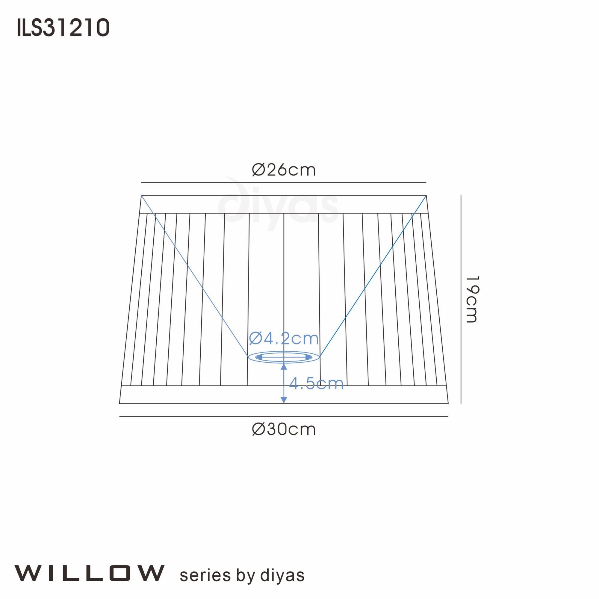 Diyas ILS31210 Willow Fabric Shade - White 26/30cm - Shade Only