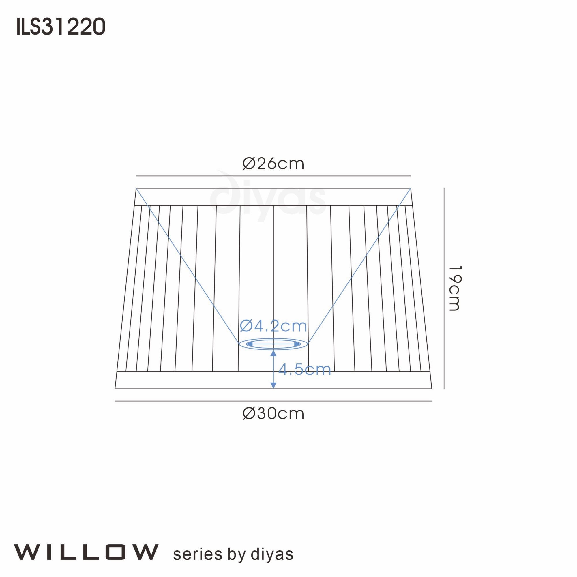 Diyas ILS31220 Willow Fabric Shade - Cream 26/30cm - Shade Only
