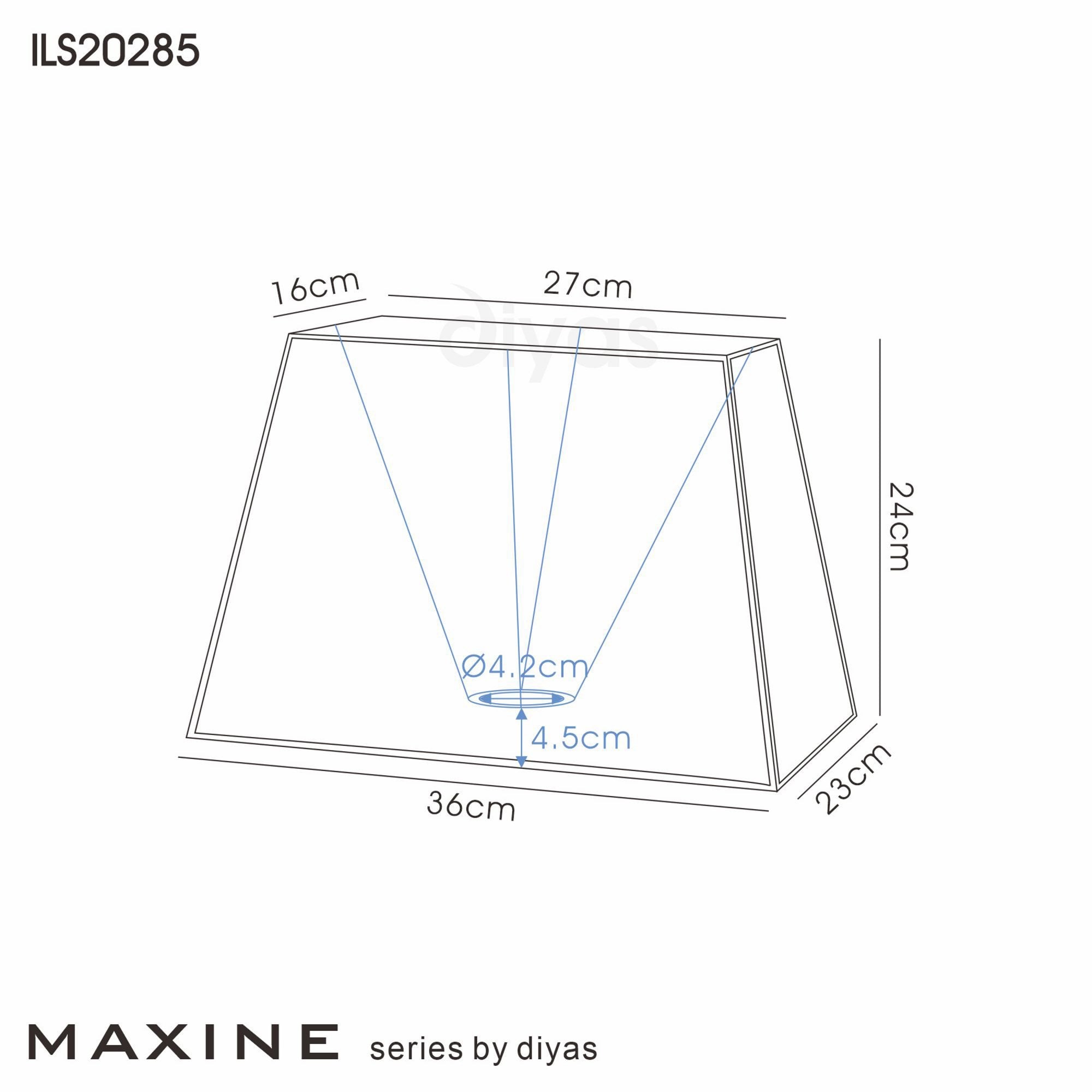 Diyas ILS20285 Maxine Rectangular Plain Fabric Shade -, 16/23cm, Black - Shade Only