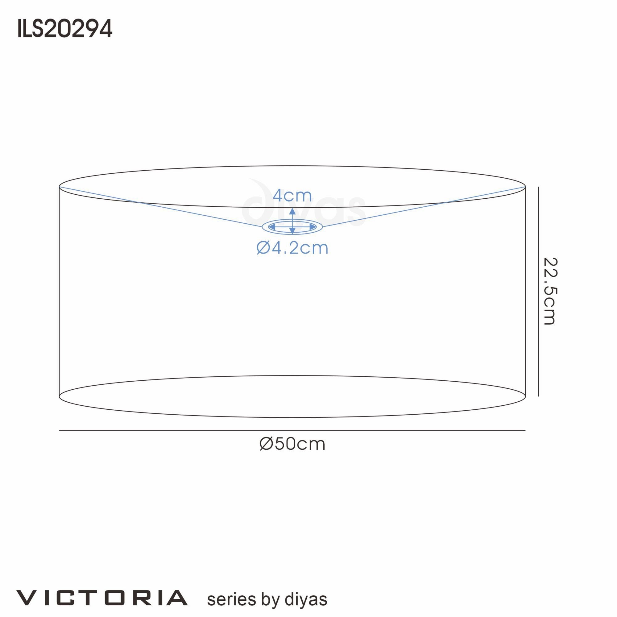 Diyas ILS20294 Victoria Round Fabric Shade - Ivory Cream 50cm - Shade Only