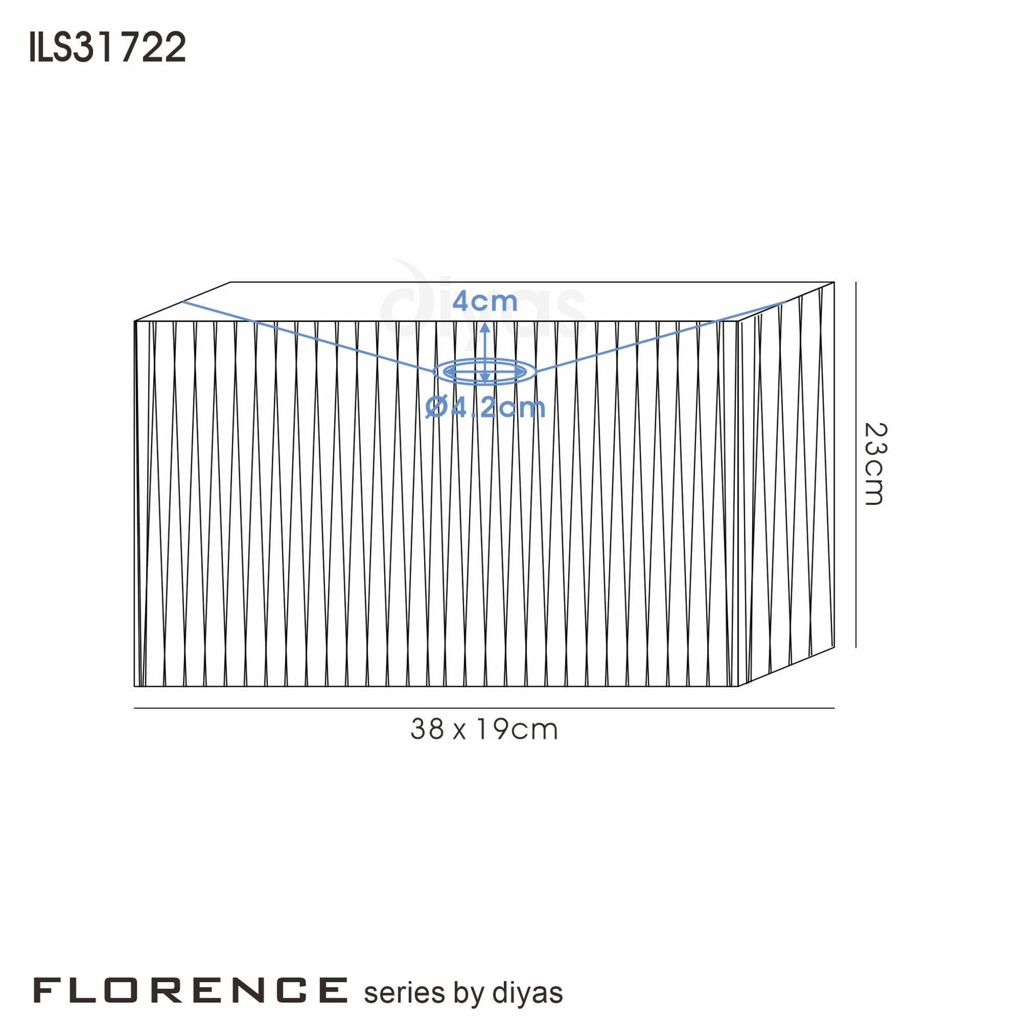Diyas ILS31722 Florence Rectangle Organza Shade - 19cm, Soft Bronze, For Table Lamp - Shade Only