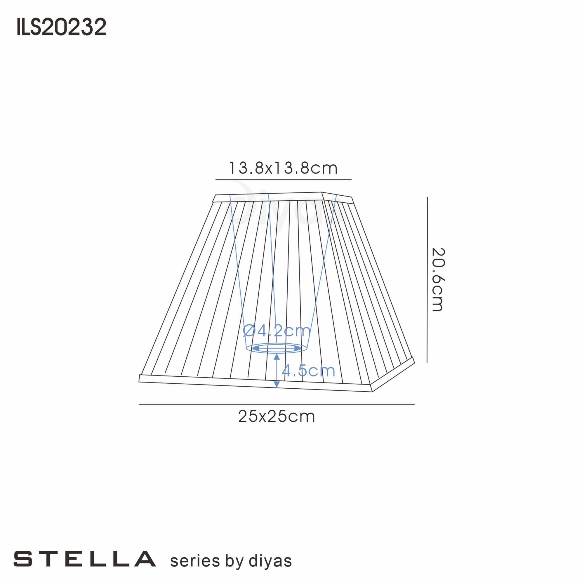 Diyas ILS20232 Leela Square Pleated Fabric Shade - White 13.8/25cm - Shade Only