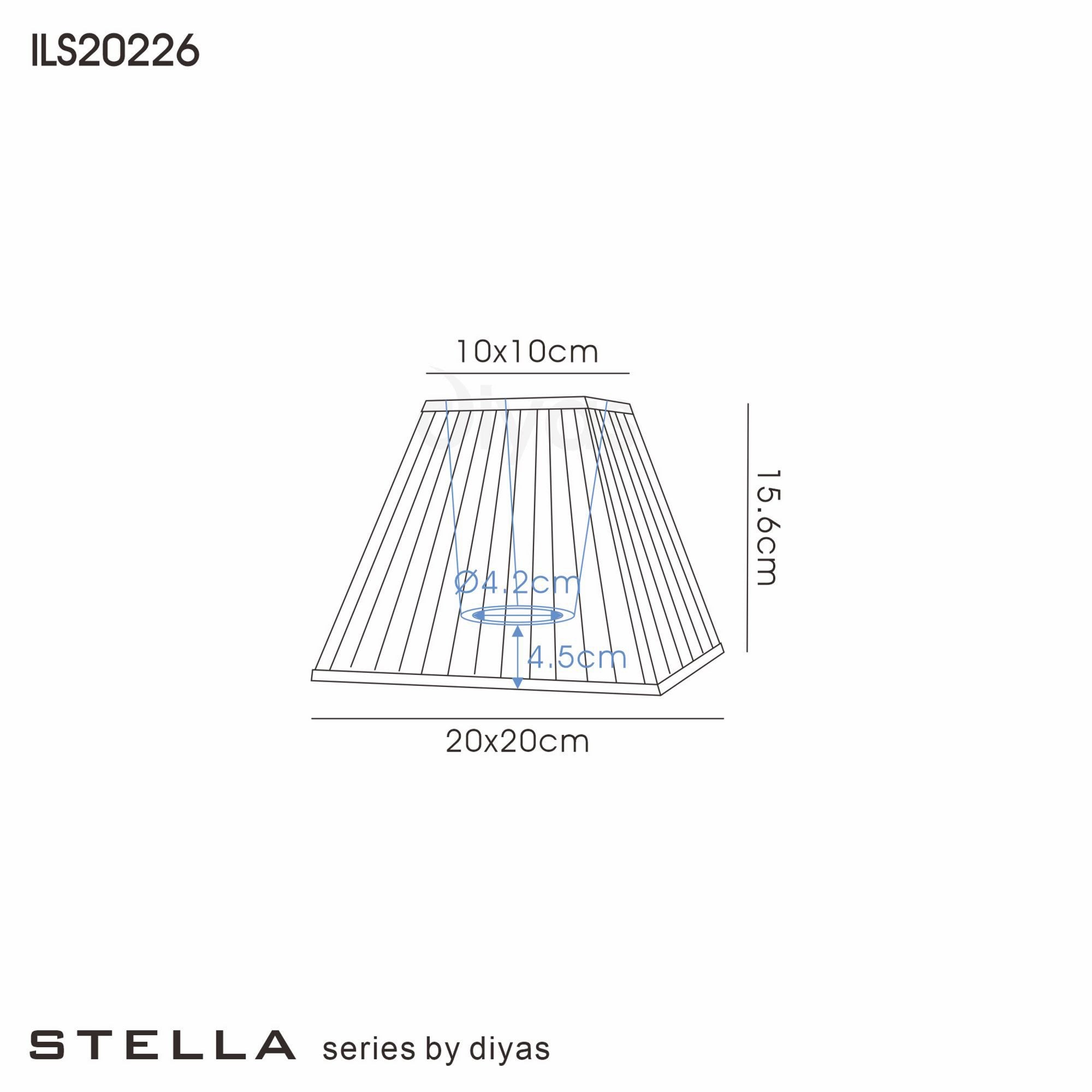 Diyas ILS20226 Leela Square Pleated Fabric Shade - Ivory 10/20cm - Shade Only
