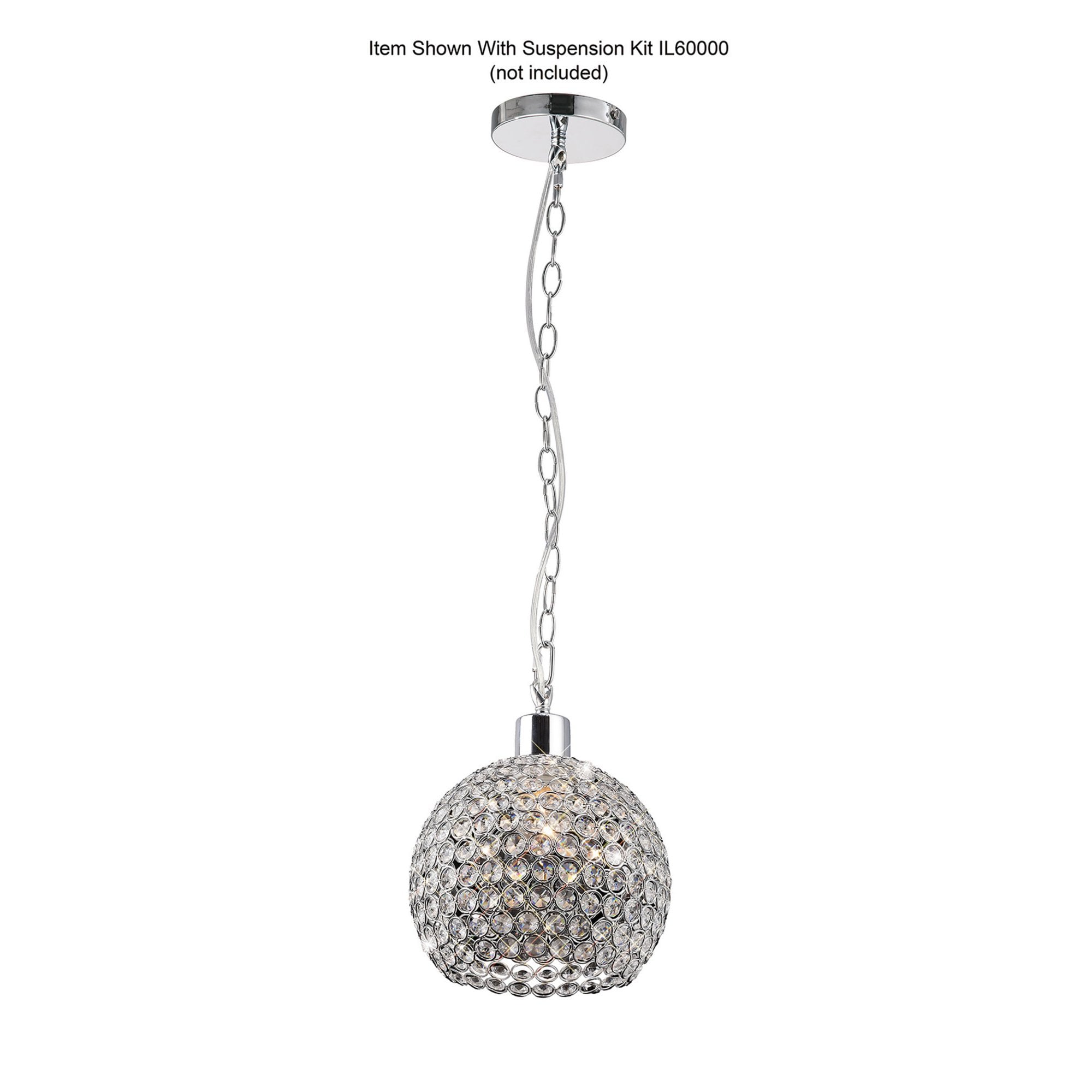 Diyas IL60007 Kudo Crystal Ball Shade - Polished Chrome/Crystal - 20cm - Shade Only
