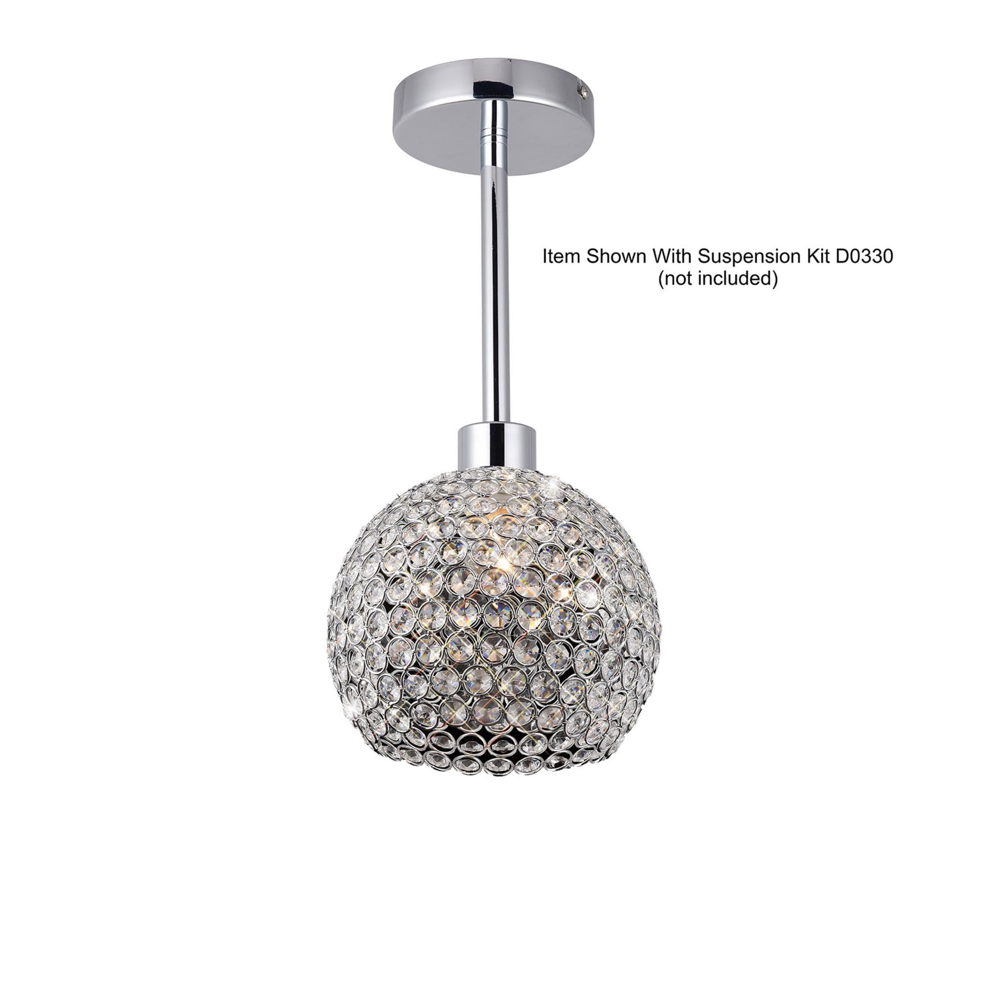 Diyas IL60007 Kudo Crystal Ball Shade - Polished Chrome/Crystal - 20cm - Shade Only