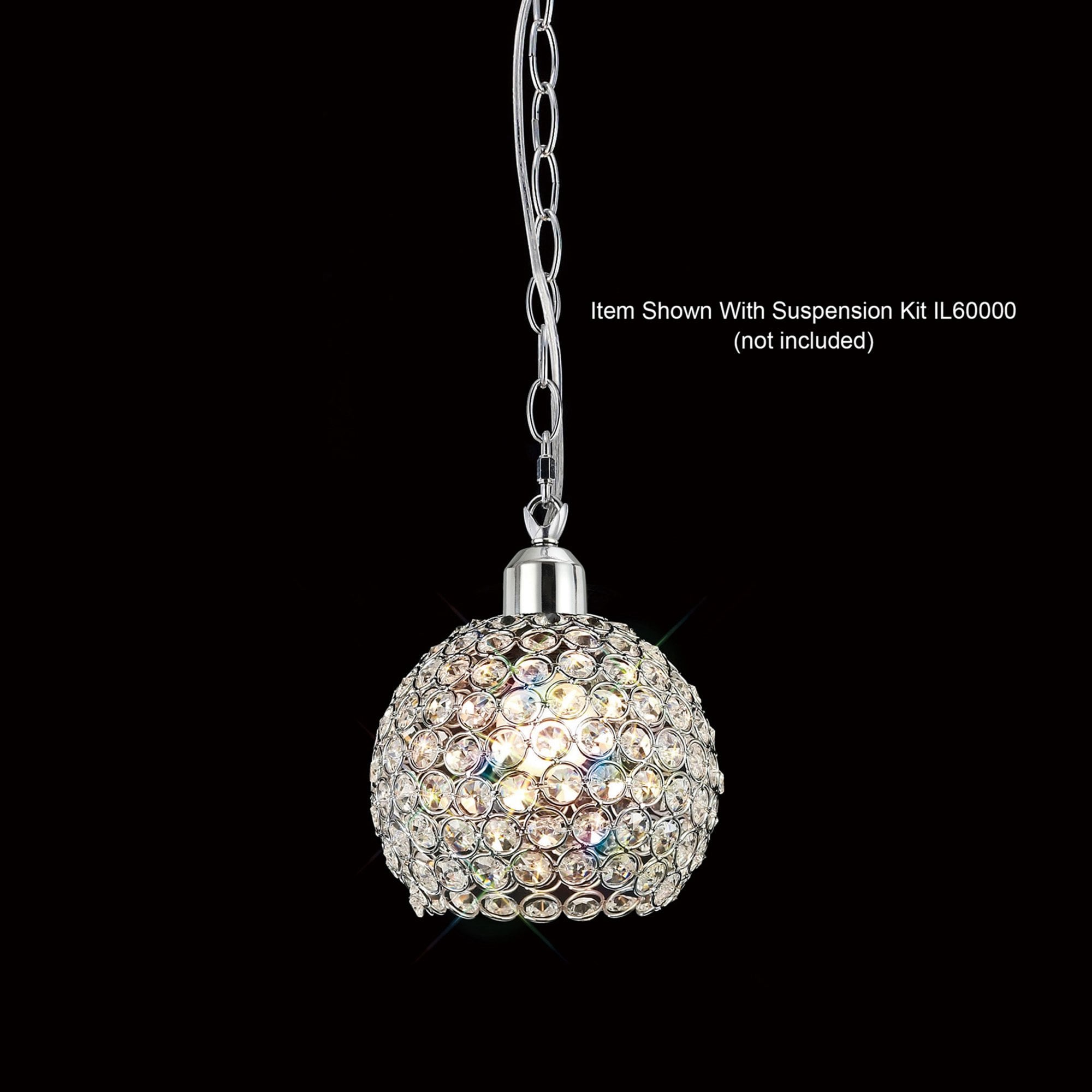 Diyas IL60004 Kudo Ball Shade - Polished Chrome/Crystal - 15cm - Shade Only