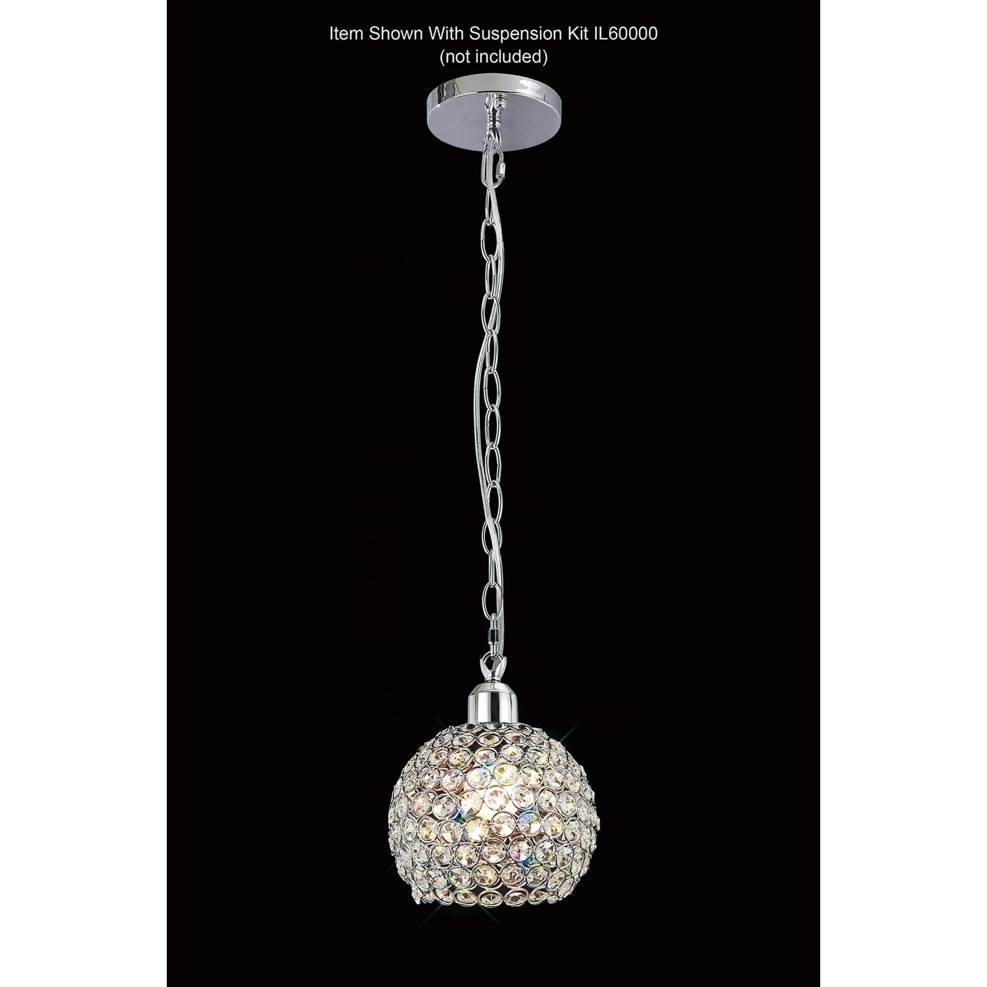 Diyas IL60004 Kudo Ball Shade - Polished Chrome/Crystal - 15cm - Shade Only