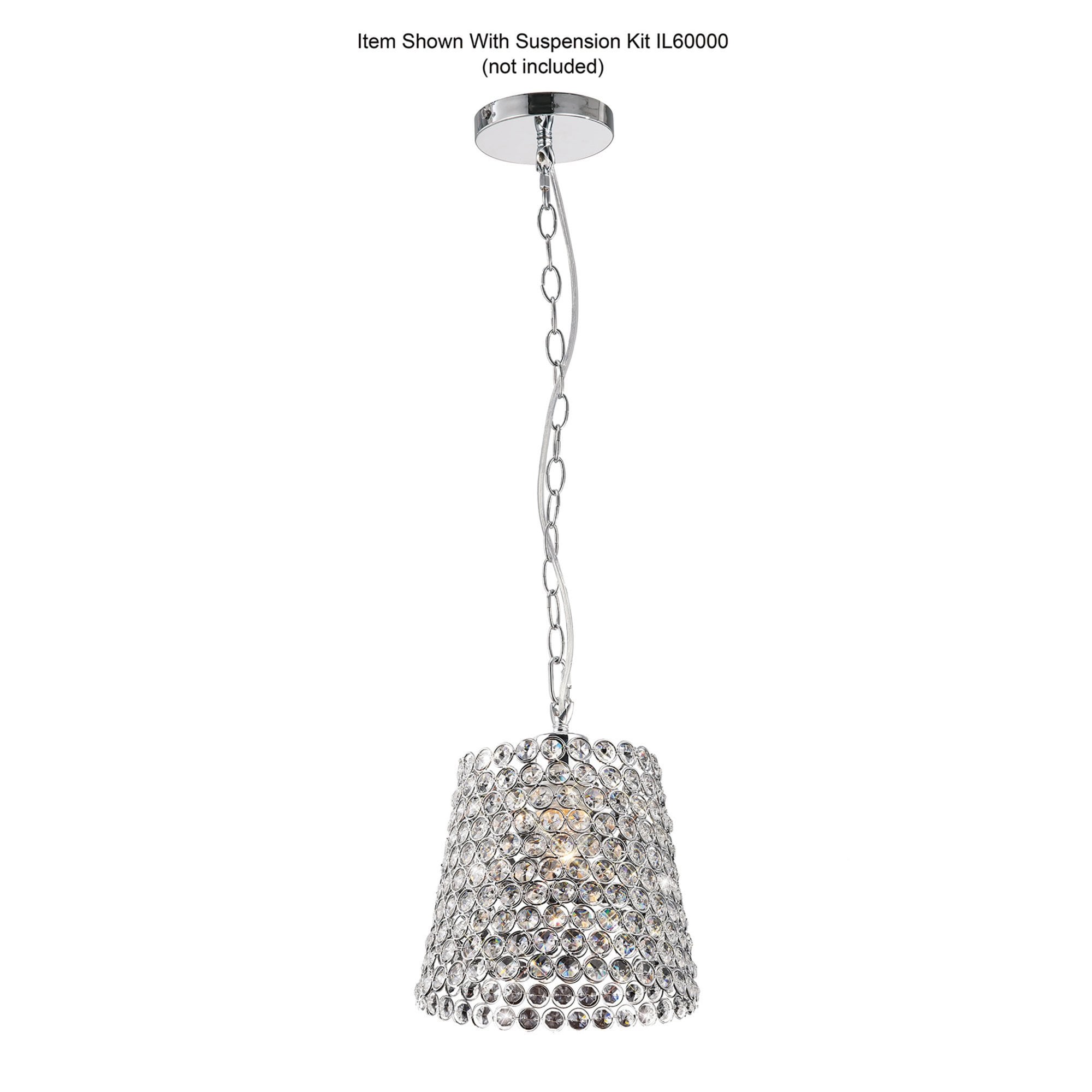 Diyas IL60008 Kudo Crystal Lamp Shade - Polished Chrome/Crystal - 21cm - Shade Only