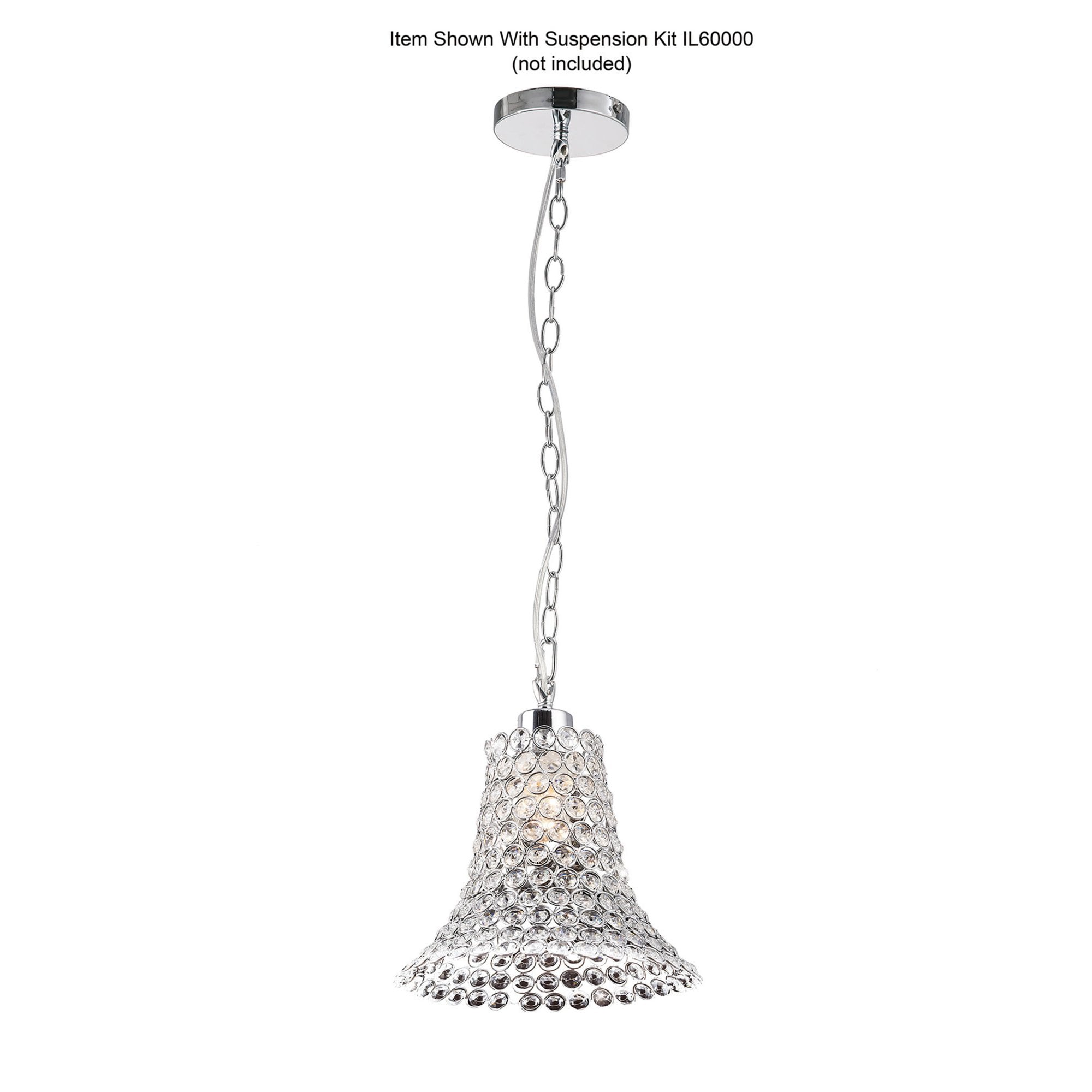 Diyas IL60010 Kudo Crystal Cone Shade - Polished Chrome/Crystal - 23cm - Shade Only