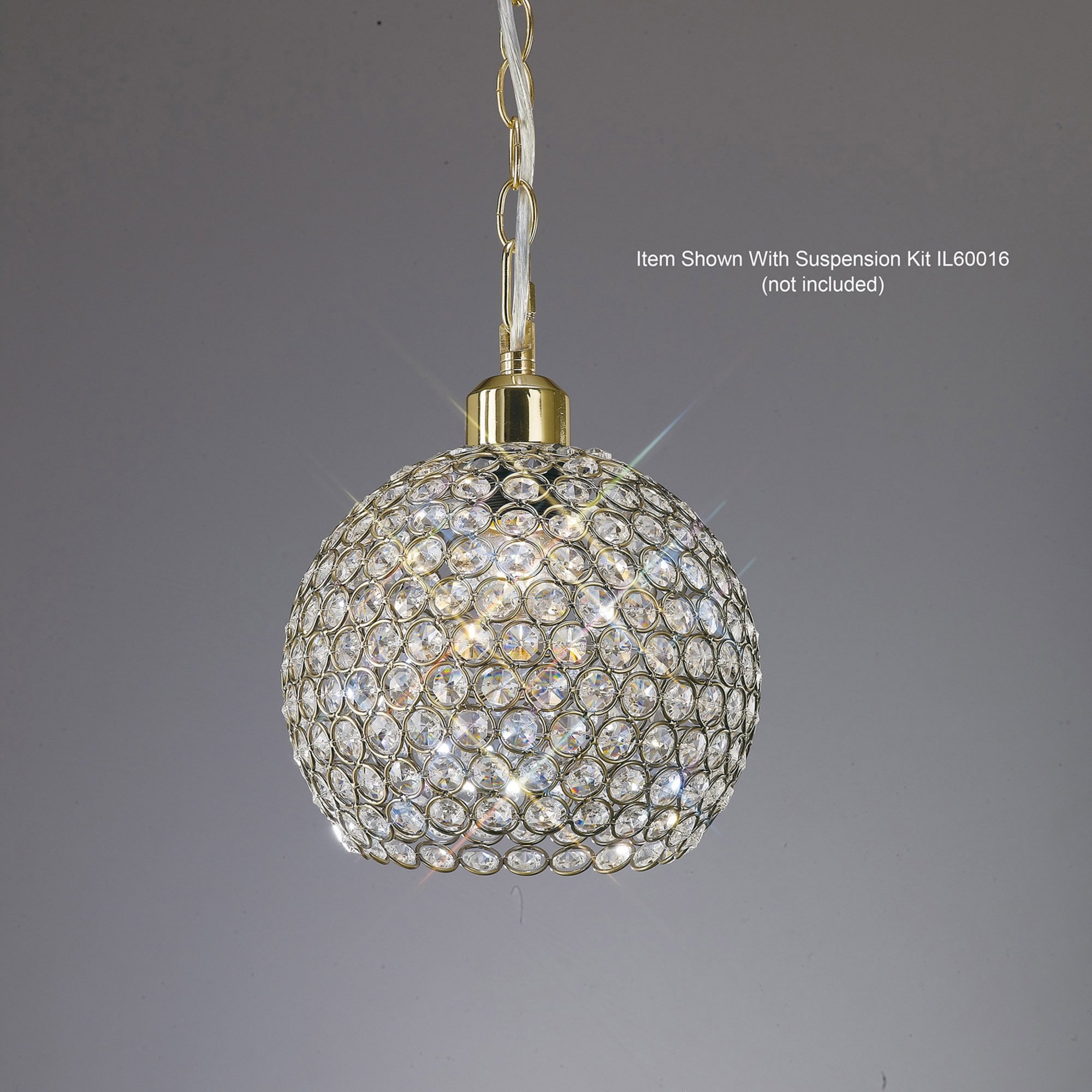 Diyas IL60032 Kudo Crystal Ball Shade - Antique Brass/Crystal - 20cm - Shade Only