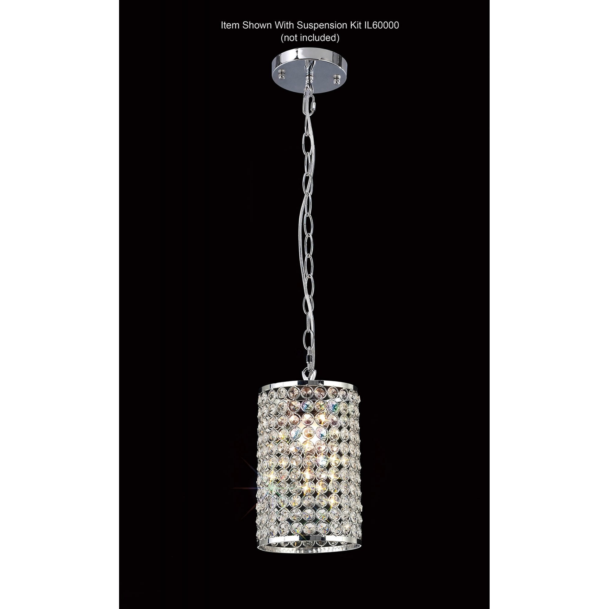 Diyas IL60002 Kudo Cylinder Shade - Polished Chrome/Crystal - 15cm - Shade Only