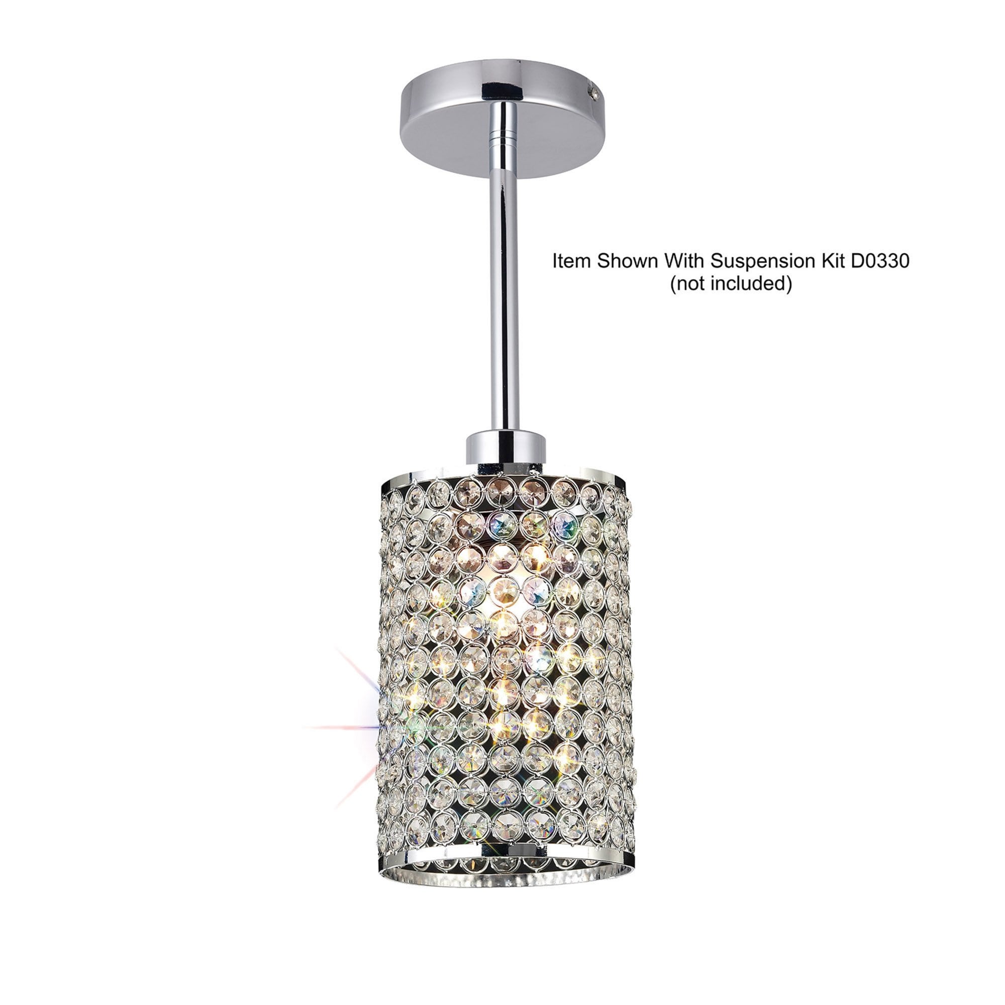 Diyas IL60002 Kudo Cylinder Shade - Polished Chrome/Crystal - 15cm - Shade Only