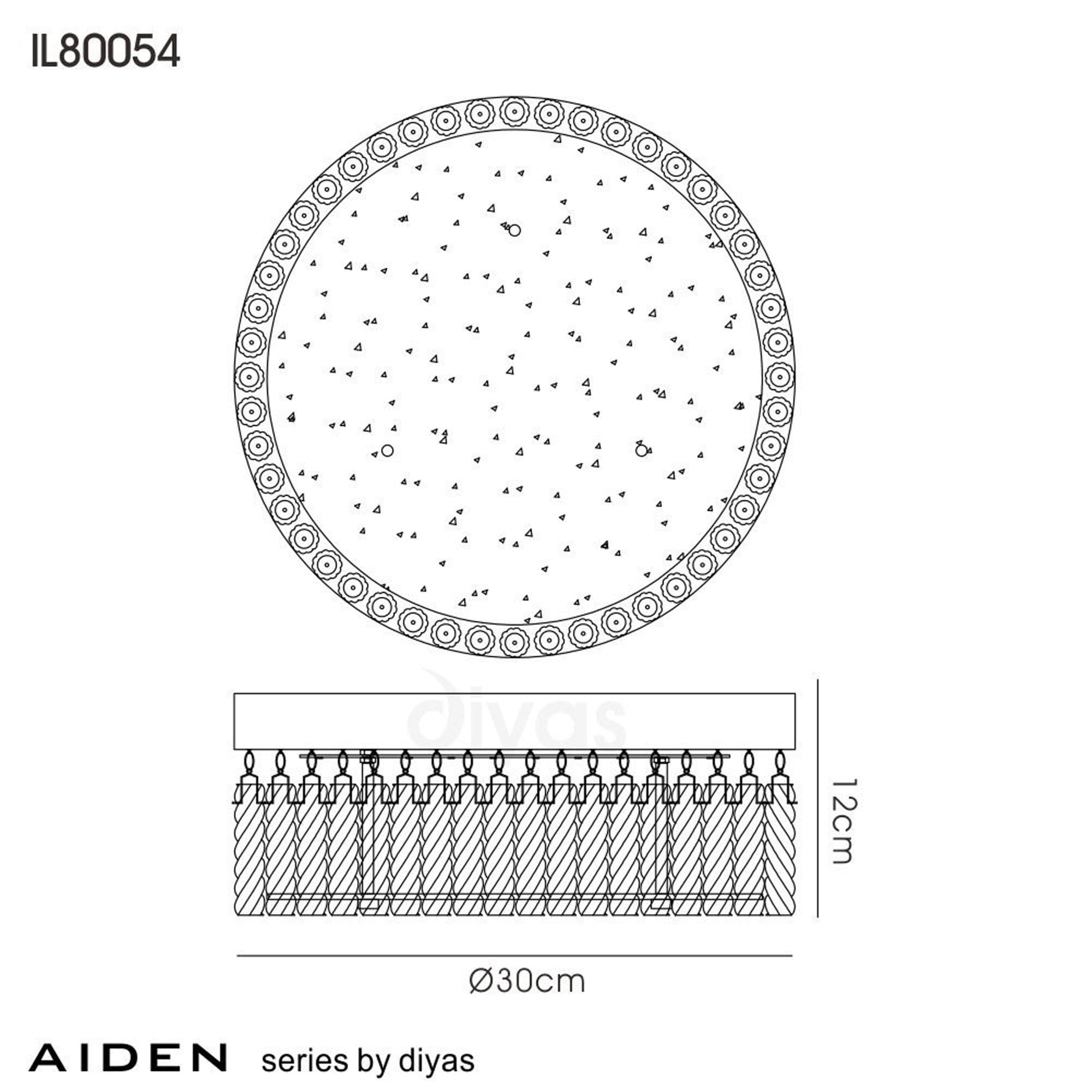 Diyas IL80054 Aiden Small Round Ceiling 18W 1600lm LED 4200K Polished Chrome/Crystal