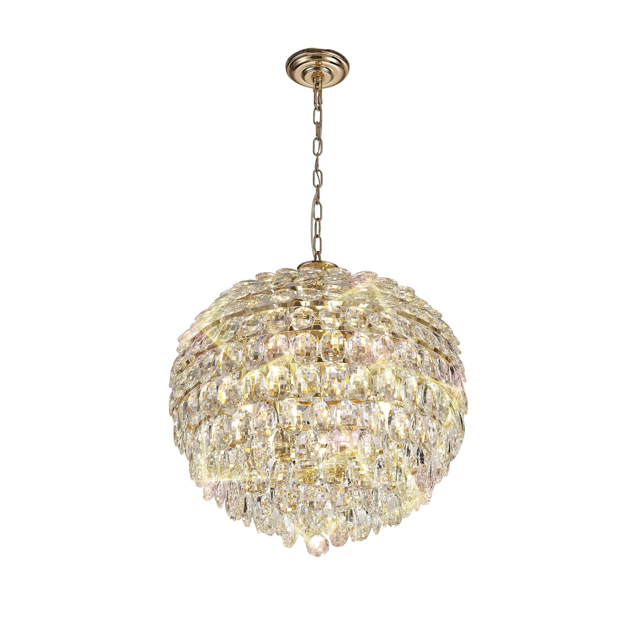 Diyas Coniston Pendant 9 Light E14 - French Gold/Crystal