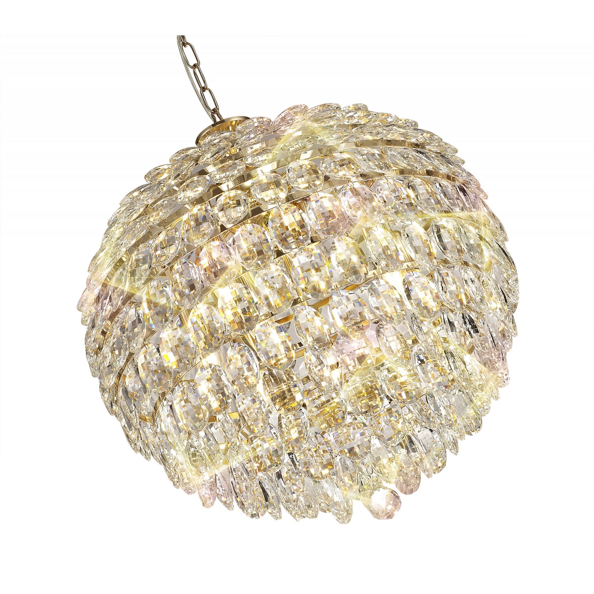 Diyas Coniston Pendant 9 Light E14 - French Gold/Crystal