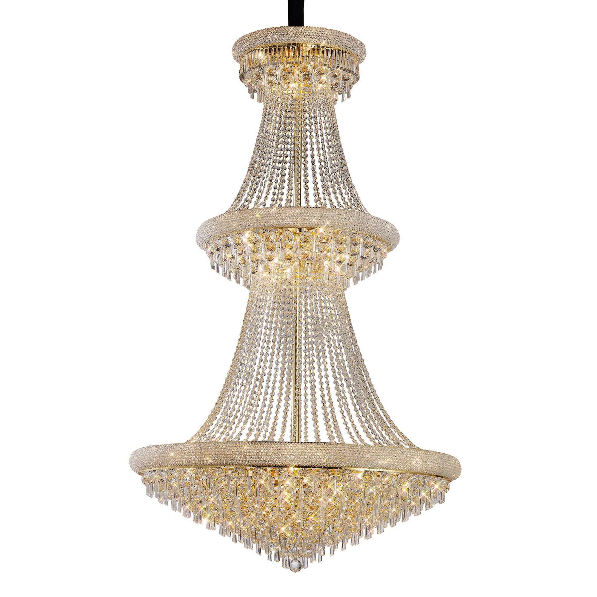 Diyas Alexandra 3 Tier 37 Light Pendant - French Gold & Crystal