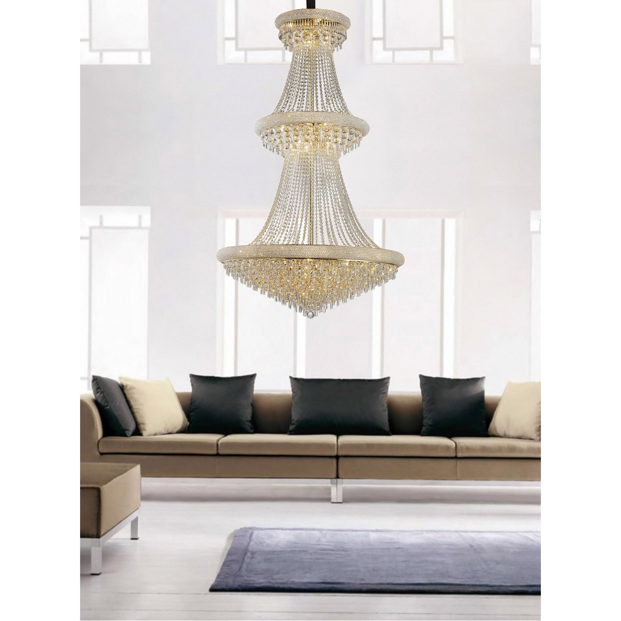 Diyas Alexandra 3 Tier 37 Light Pendant - French Gold & Crystal