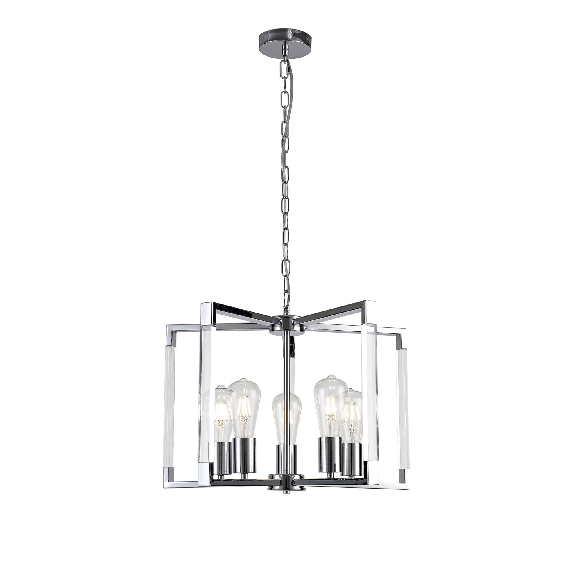 Diyas Canto Round Pendant 5 Light E27 - Polished Nickel/Acrylic