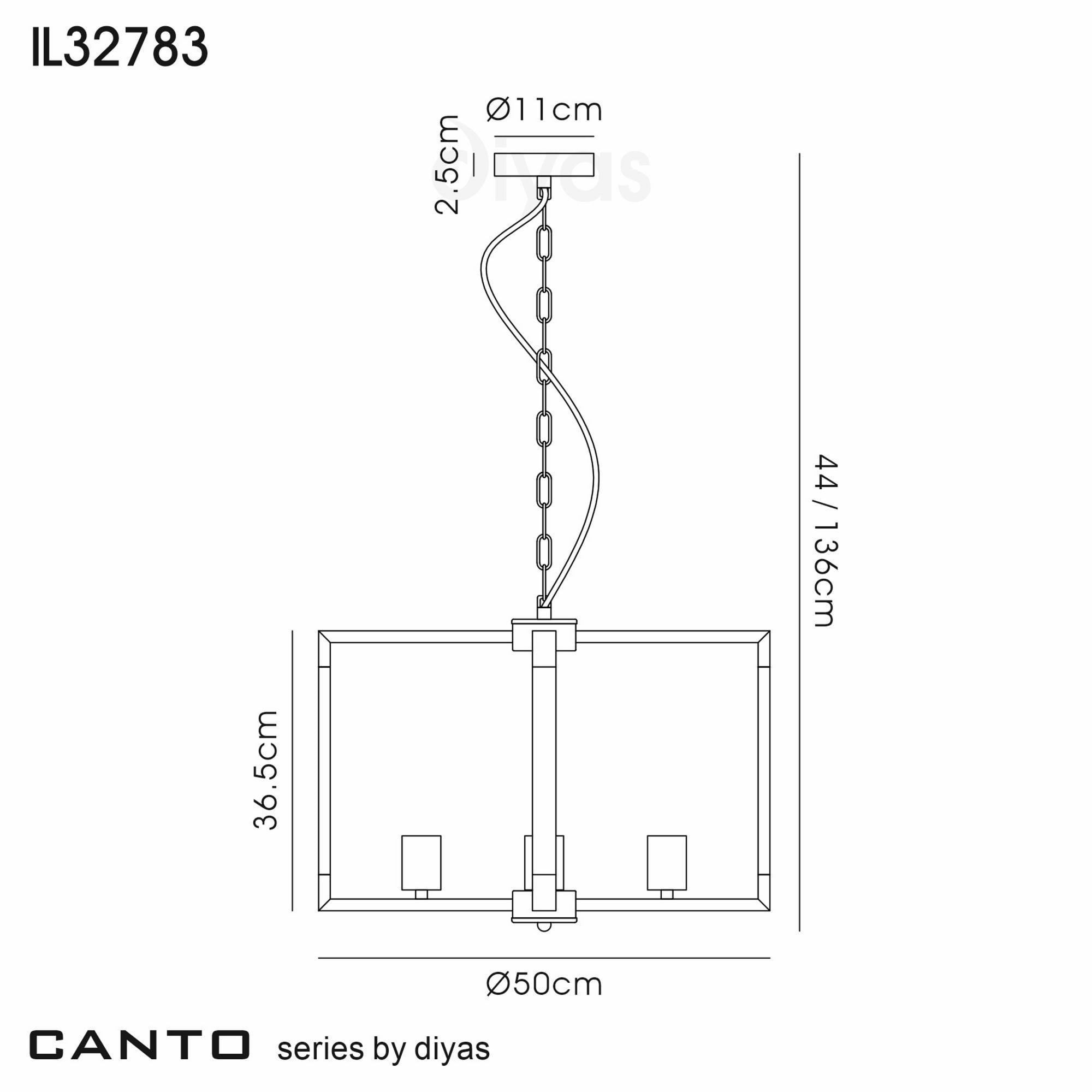Diyas Canto Round Pendant 5 Light E27 - Polished Nickel/Acrylic