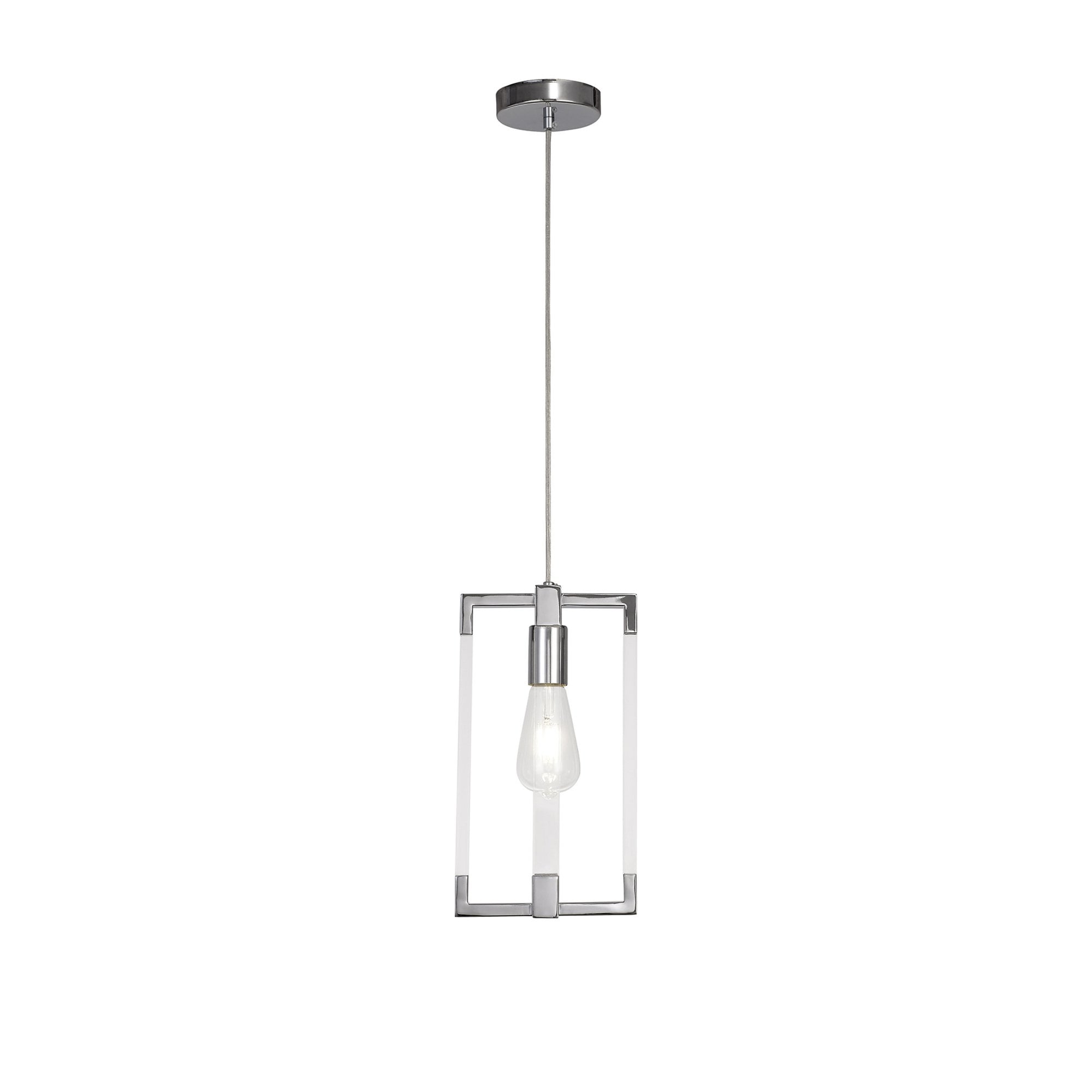 Diyas Canto Double Rectangle Pendant Single Light E27 - Polished Nickel/Acrylic