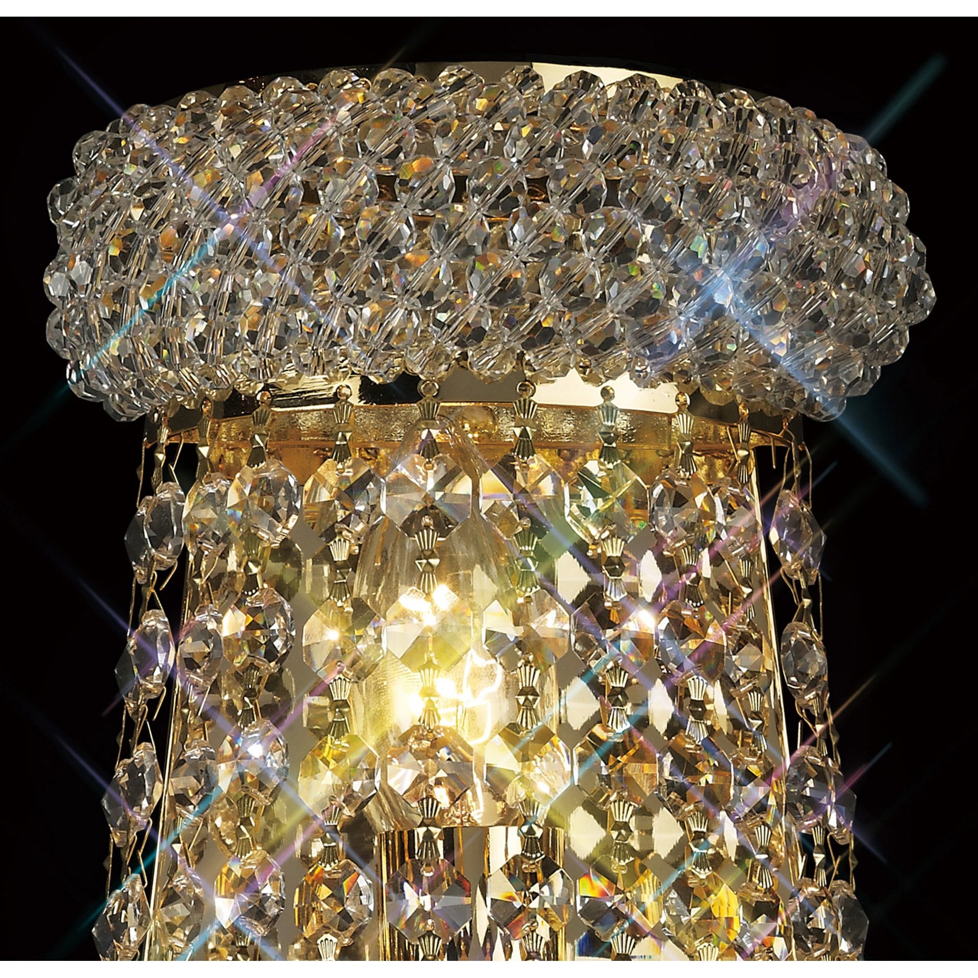 Diyas Alexandra Large 3 Light Wall Light - French Gold & Crystal