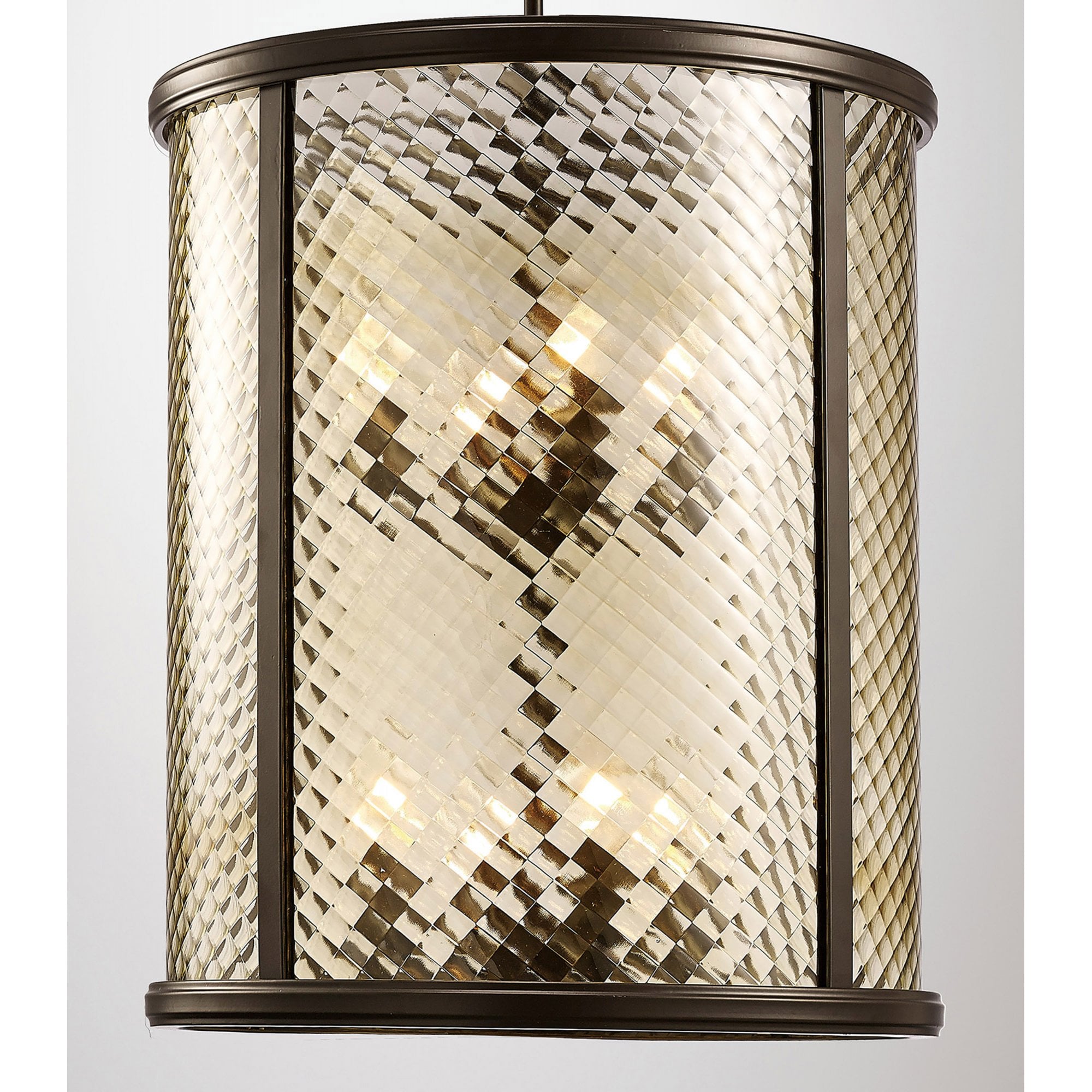 Diyas IL31678 Asia Pendant 8 Light E14 Oiled Bronze/Clear Glass