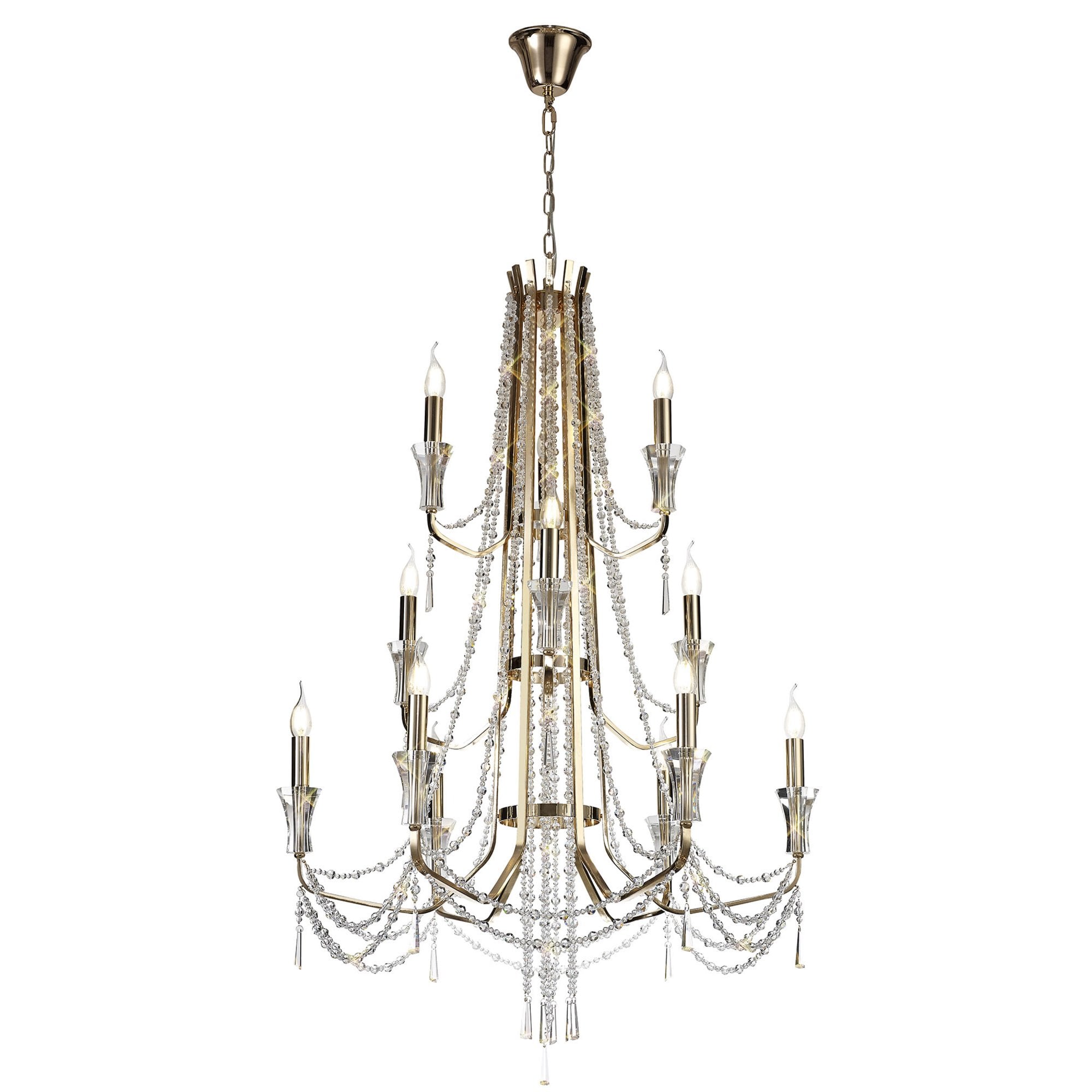 Diyas Armand Pendant 6+3+3 Light E14 - French Gold/Crystal
