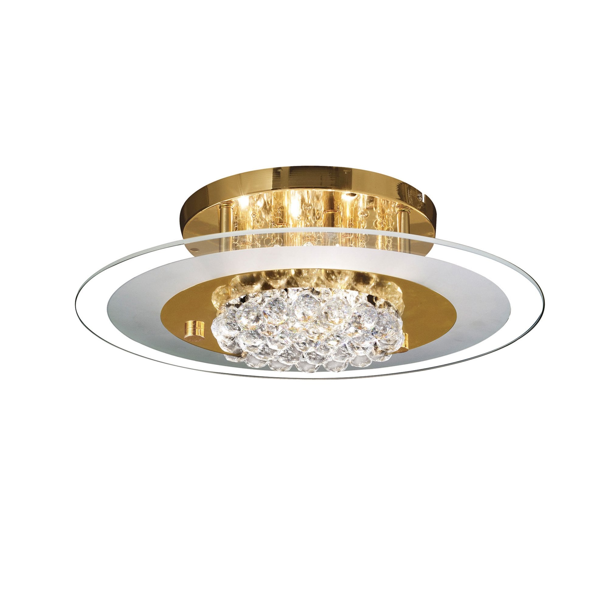 Diyas IL32022 Delmar Flush Round 6 Light French Gold/Glass/Crystal