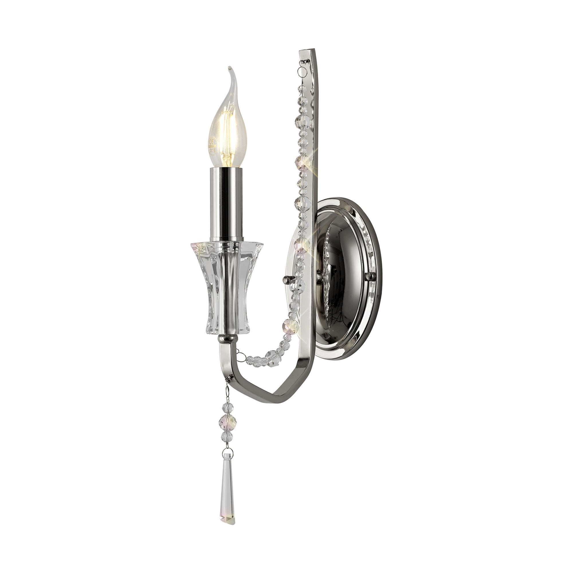 Diyas Armand Wall Lamp Single Light E14 - Polished Chrome/Crystal