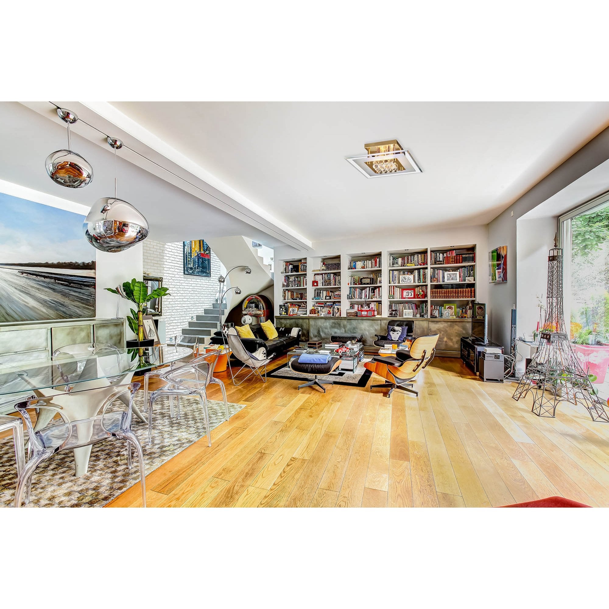 Diyas IL32023 Delmar Flush Square 4 Light French Gold/Glass/Crystal