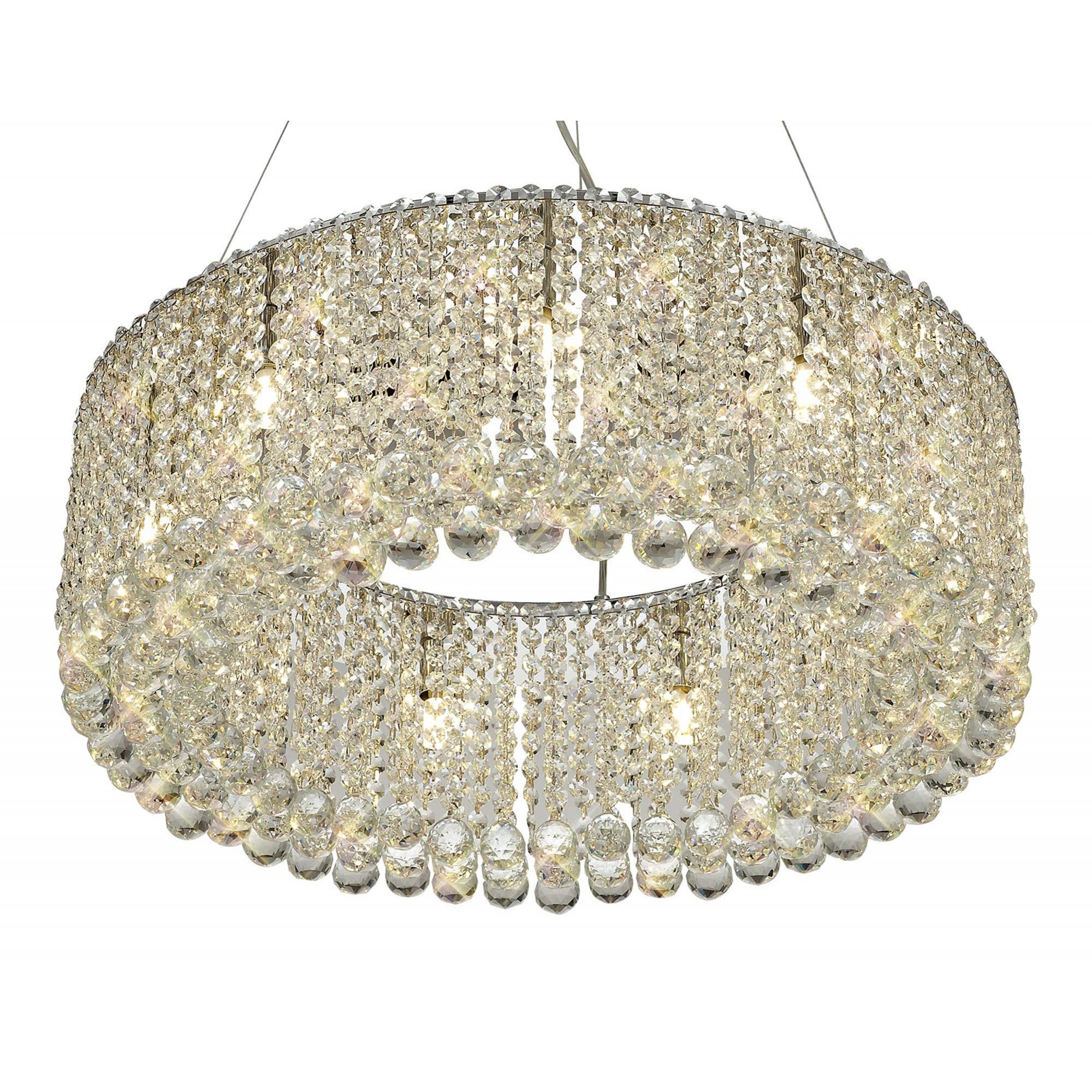 Diyas Empire 60cm Round Pendant Chandelier - Polished Chrome/Crystal