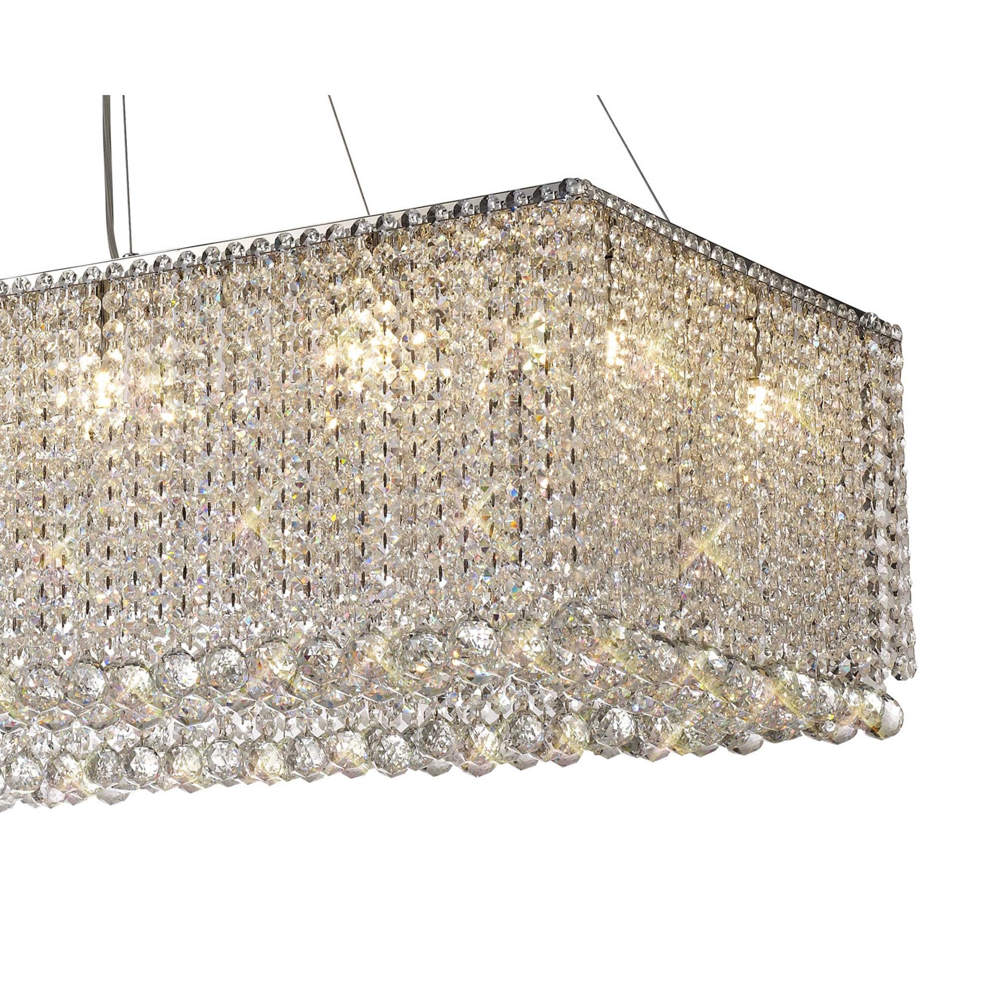Diyas Empire 122x51cm Rectangular Pendant Chandelier - Polished Chrome/Crystal