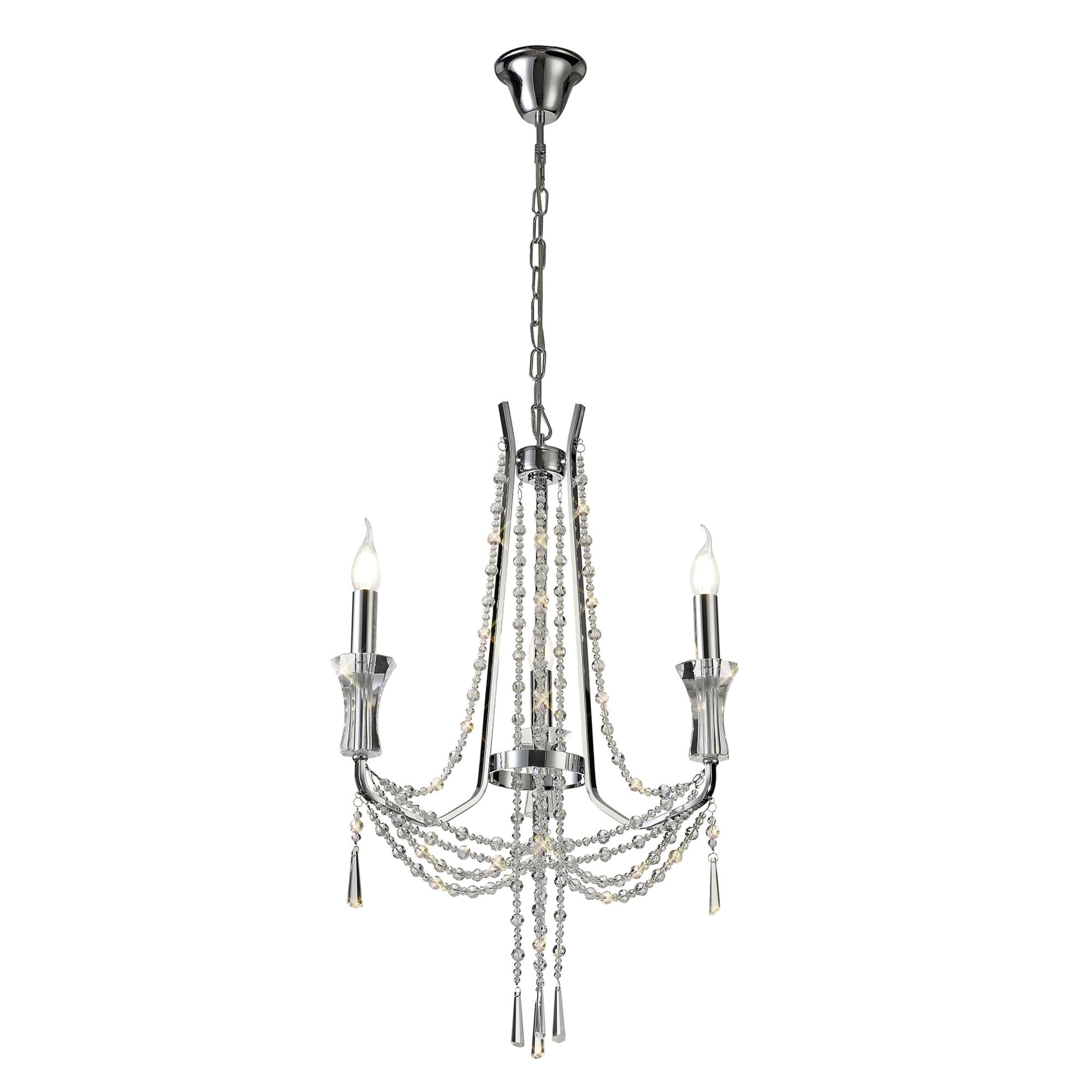 Diyas Armand Pendant 3 Light E14 - Polished Chrome/Crystal