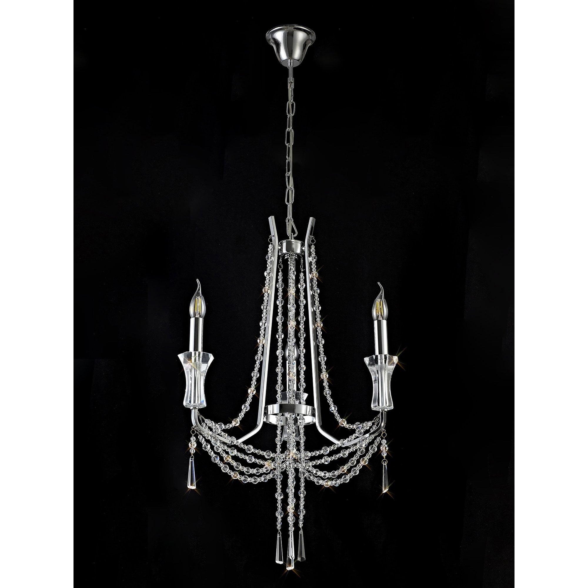 Diyas Armand Pendant 3 Light E14 - Polished Chrome/Crystal